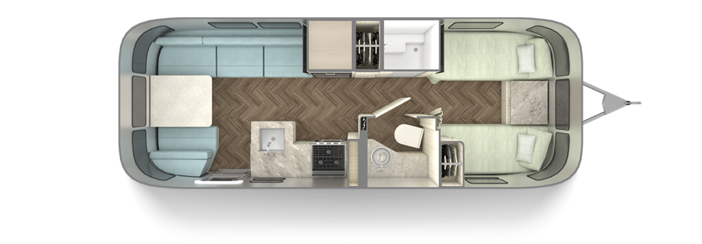 Sleeps 6. Two twin beds can be used as day beds or lounges while watching TV or enjoying a book. . Airstream International 2021