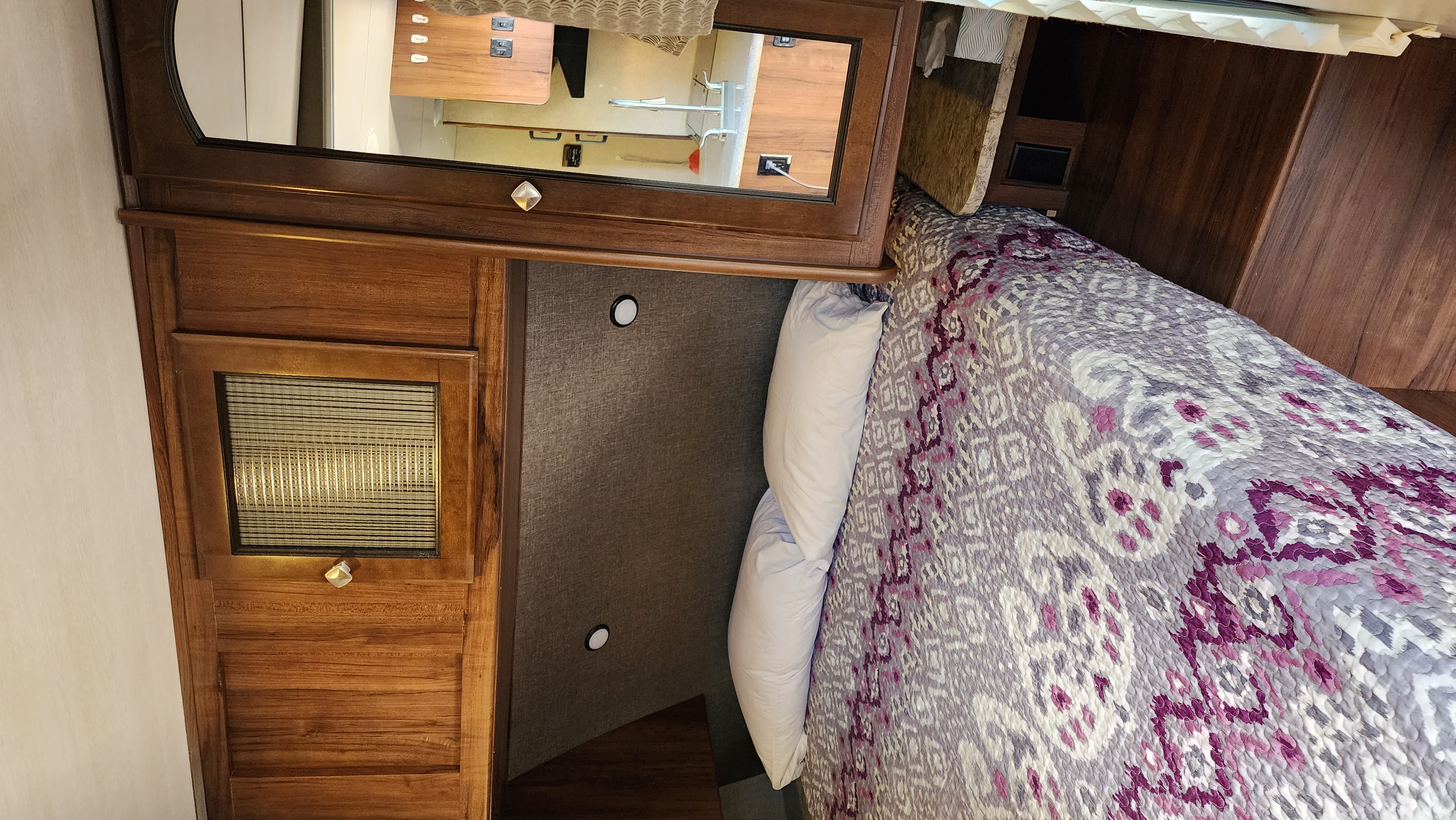 Queen Bed (sleeps 2) located in the front of the travel trailer with sliding doors for privacy.. Heartland RVs North Trail 2018