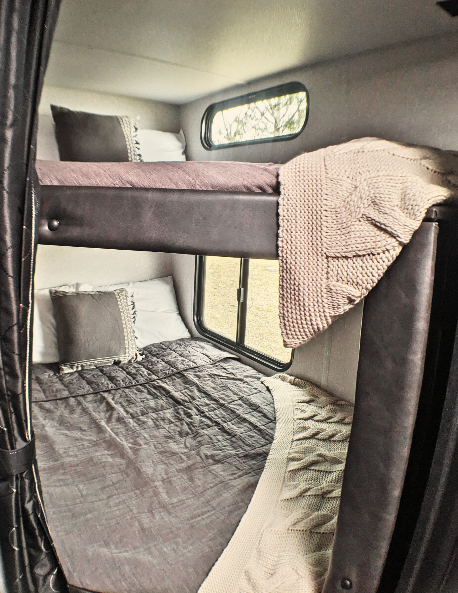 Double size bunks are very spacious. Forest River Cherokee Grey Wolf 2022