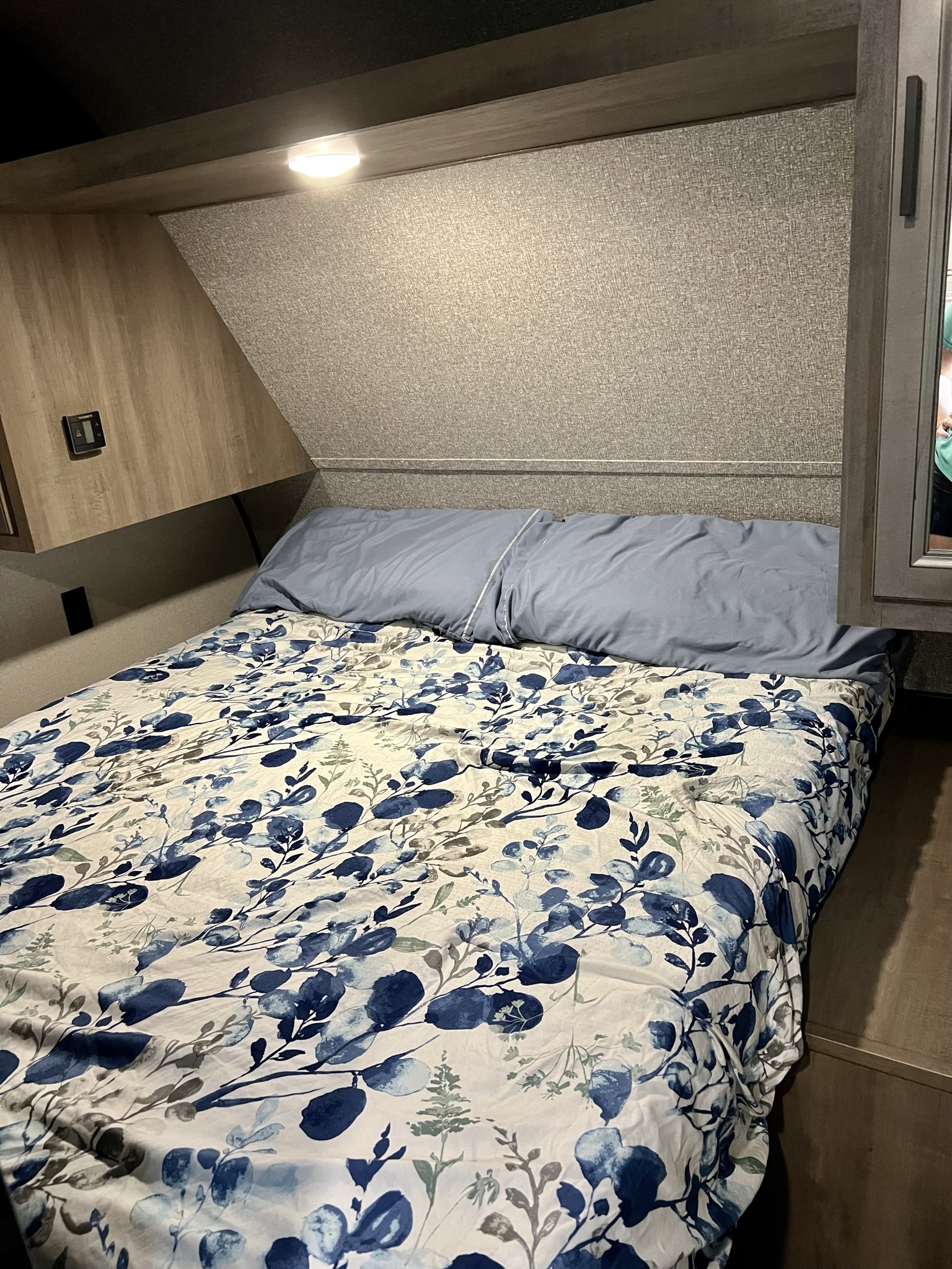Bedroom with queen mattress and memory foam topper. Highland Ridge RV Open Range 2022