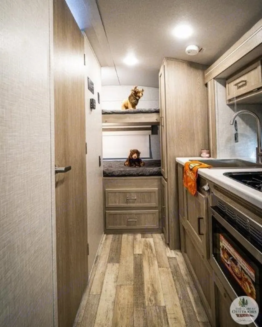 Bunk beds are the Kids favorite! Each bunk has its own outlet, USB charger, Lights, Storage, and a Cell phone holder. Room for adults as well!. Forest River Rockwood Geo Pro 2022