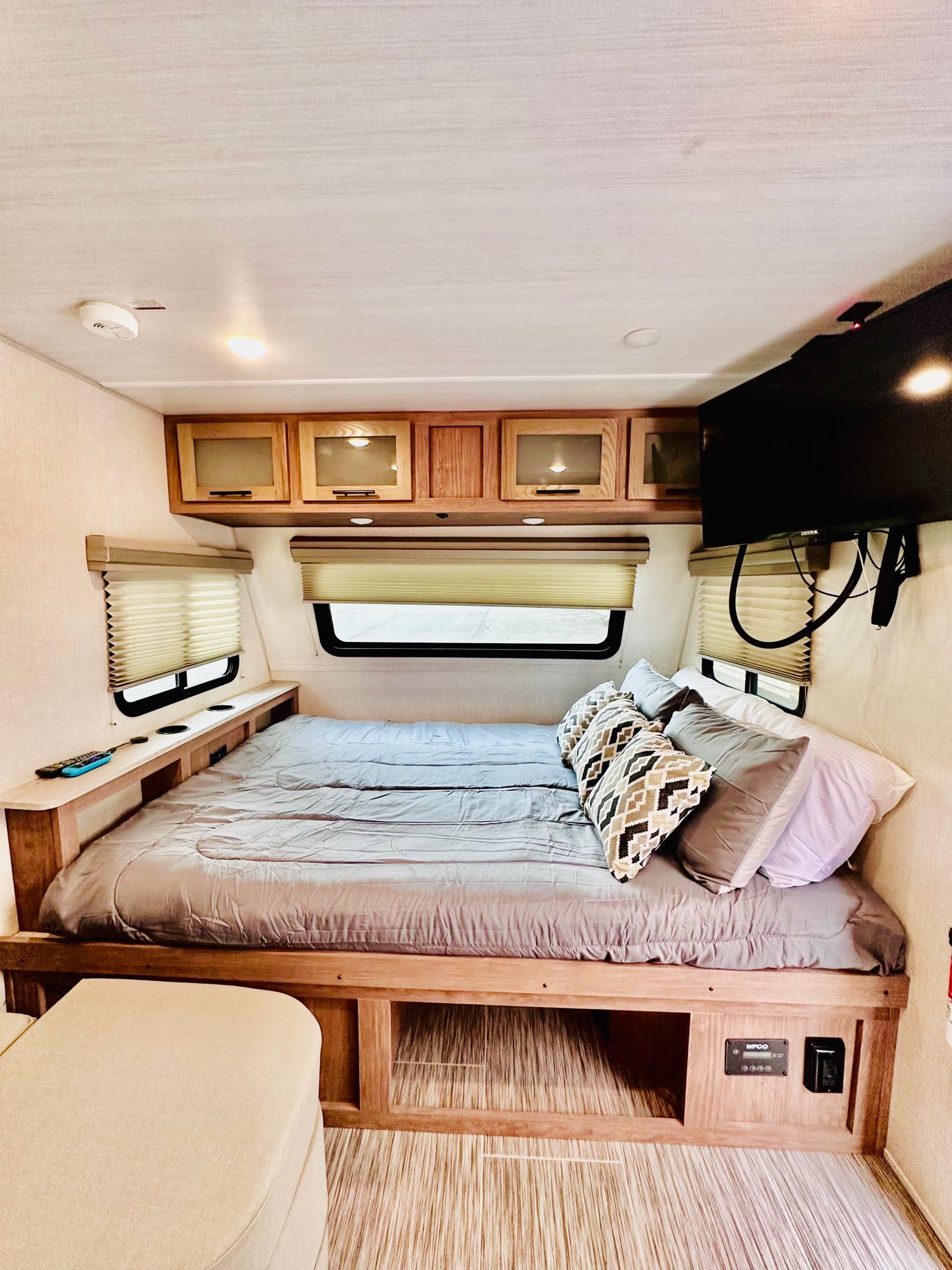 Master bedroom area, cozy pillows and comforters and sheets included with your stay.. Forest River 19.8 2022