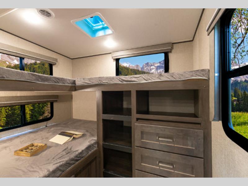 Top bunks are considered twin size and lover bunk is a full. Grand Design Reflection 2021