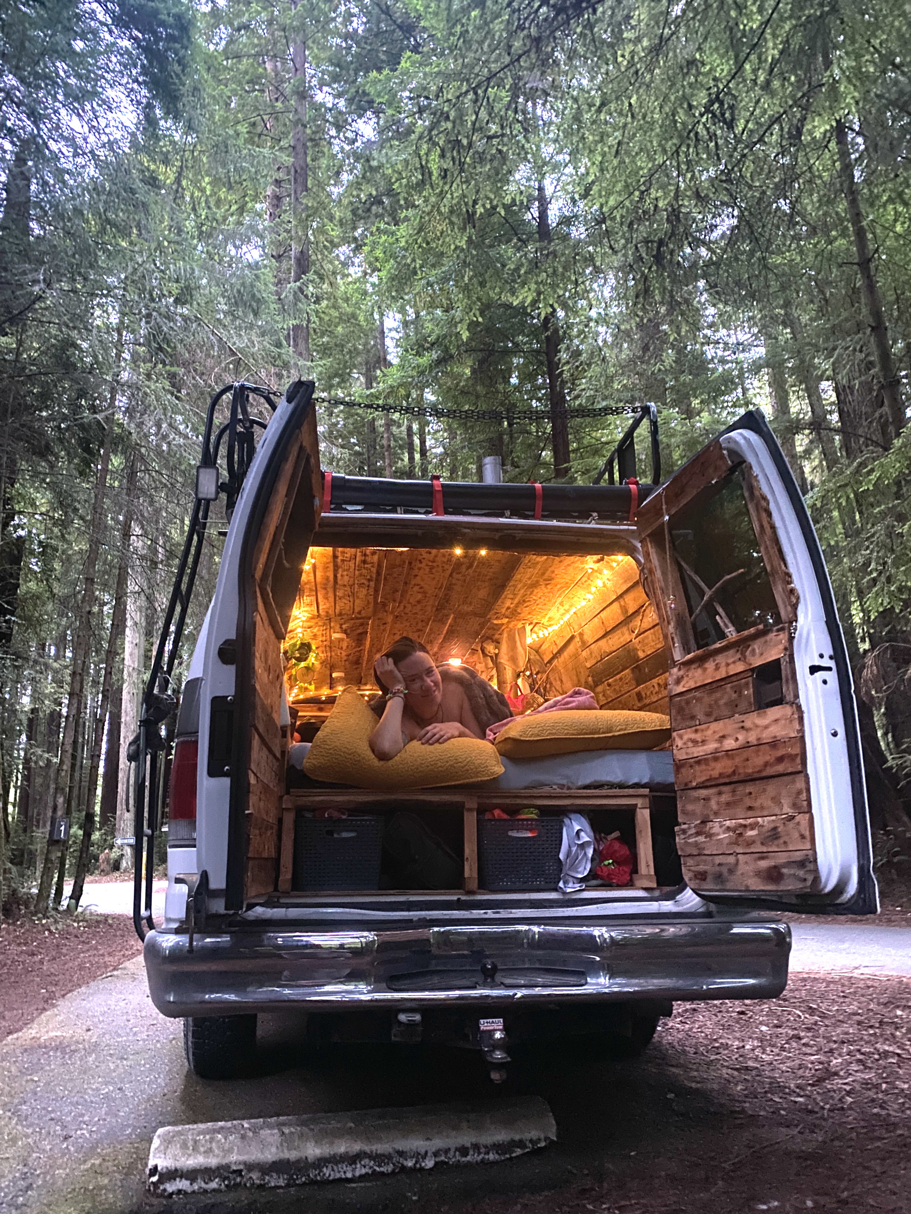Relaxing in the Redwoods!. Ford E350 Box Van 2002