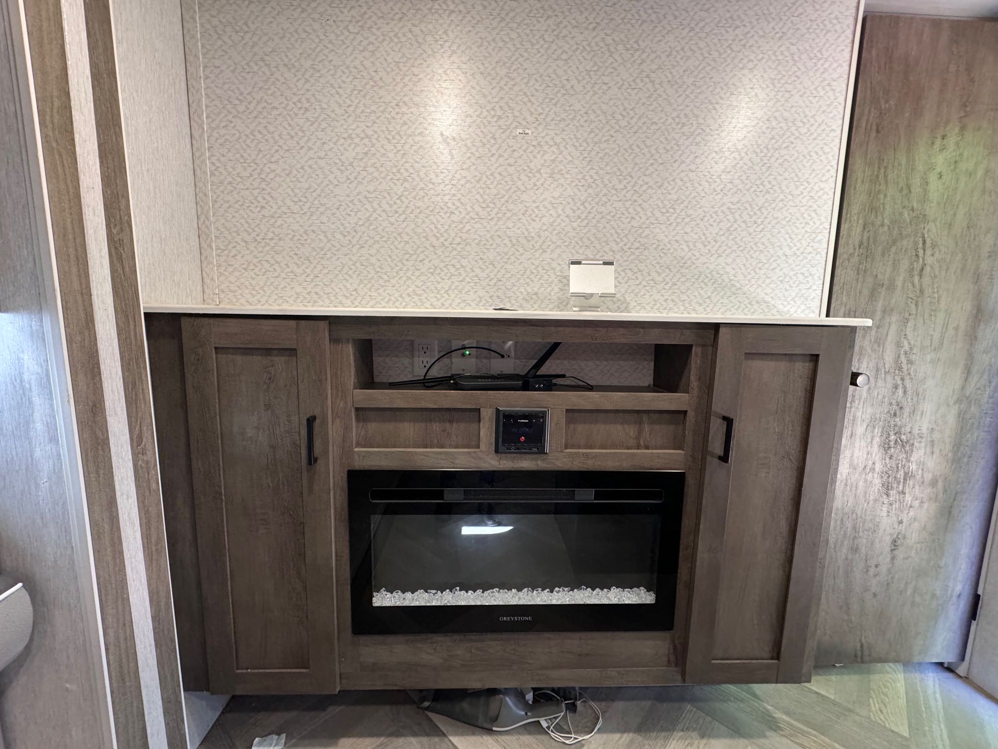 Electric fireplace and TV stand (tv not included). Forest River Salem Cruise Lite 2022