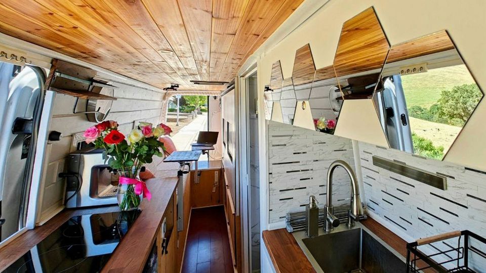 LUXURY MERCEDES CAMPER VAN | Kitchen, Shower, Solar, AC, Murphy bed