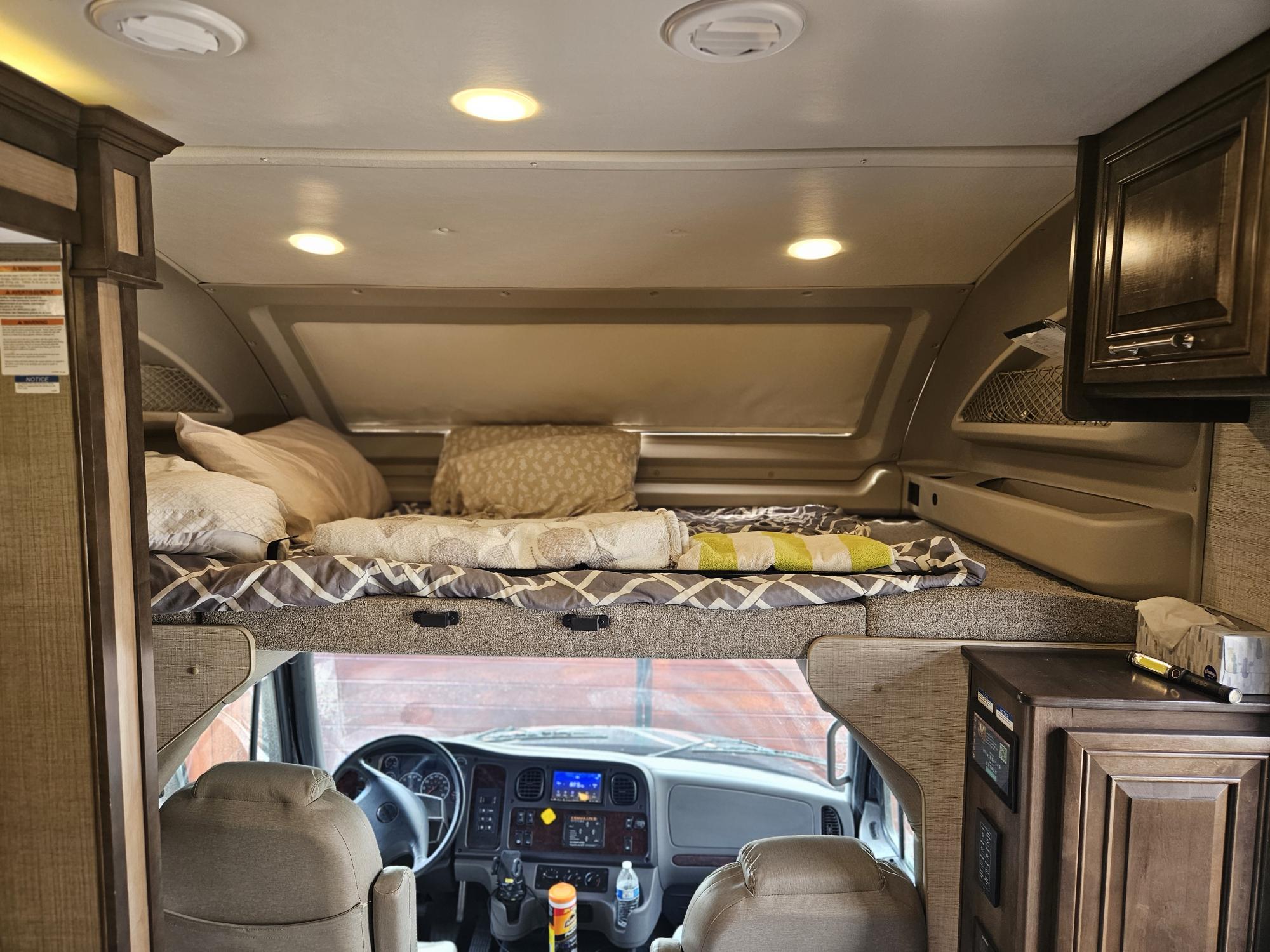 Overhead sleeping for the youngsters with retractable shade to enjoy the stars and the moon. Entegra Coach Accolade XL 2021