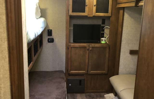 Bunk house includes a fold out couch, bunk beds and fold down bed above the couch.. Keystone Sprinter 2015