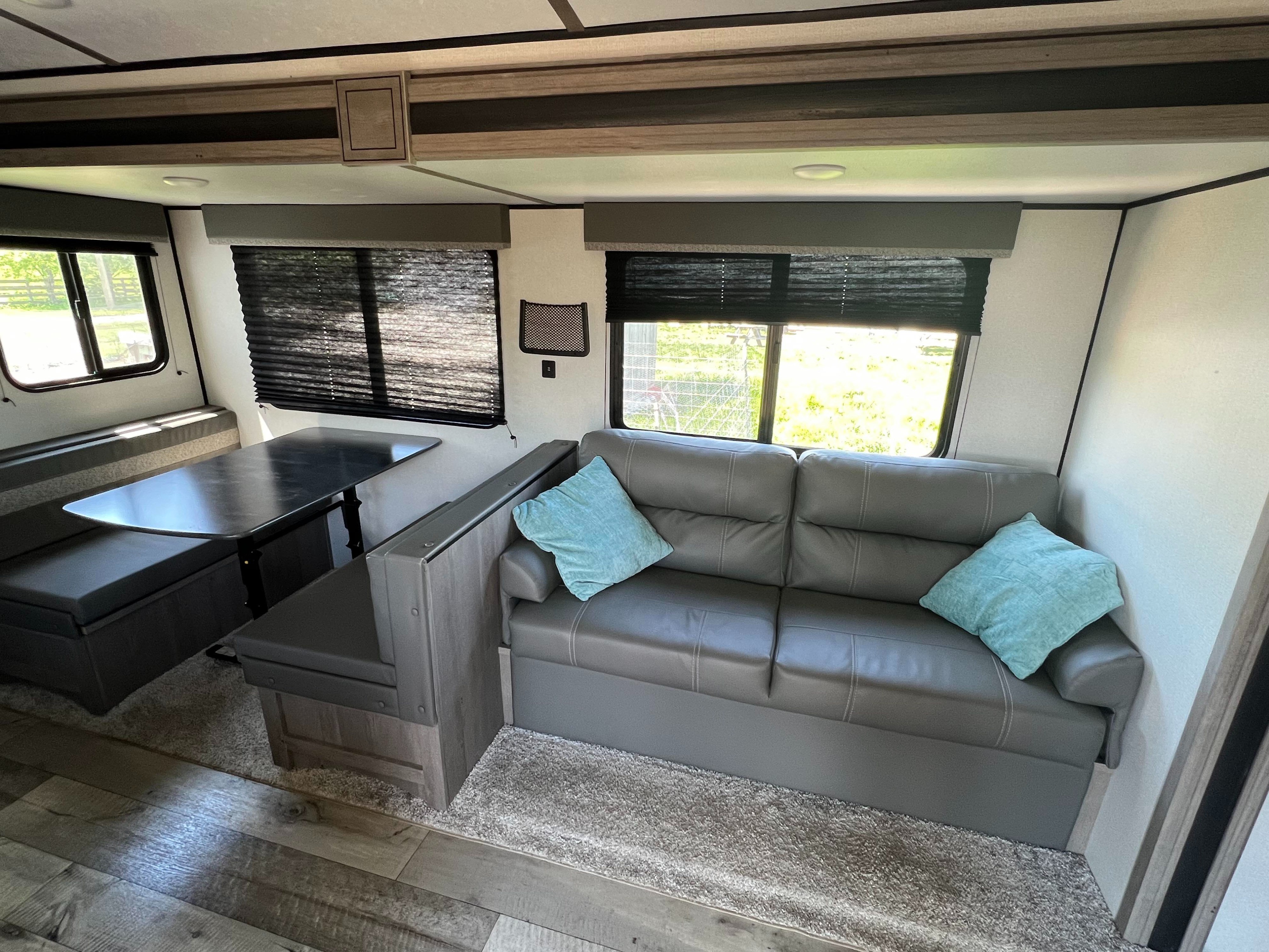 Modern farmhouse camper with bunk beds