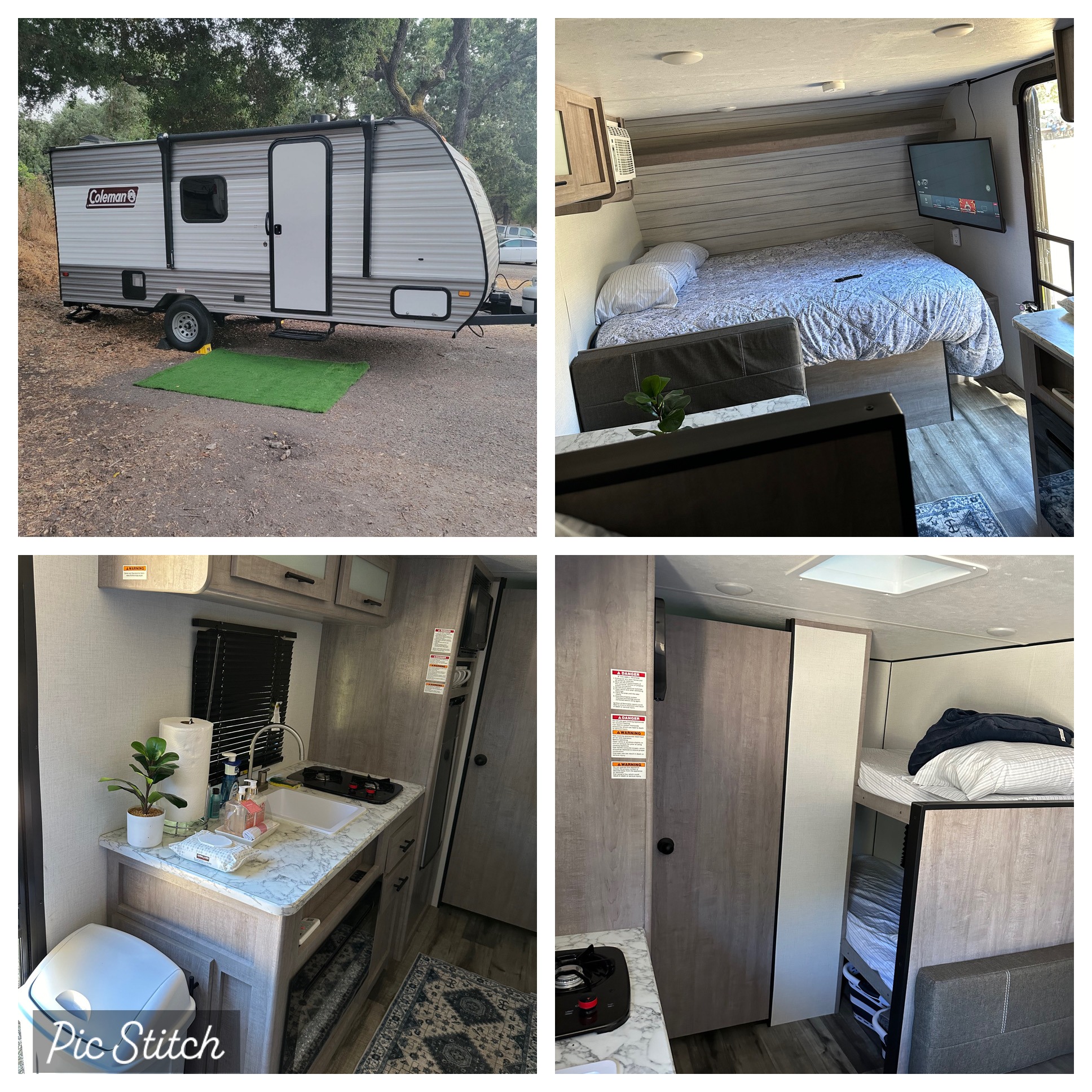 Coleman RV rental: exterior, bedroom, kitchen, & bunk beds offer a complete look at this travel trailer's features.. Coleman Lantern 17b 2024