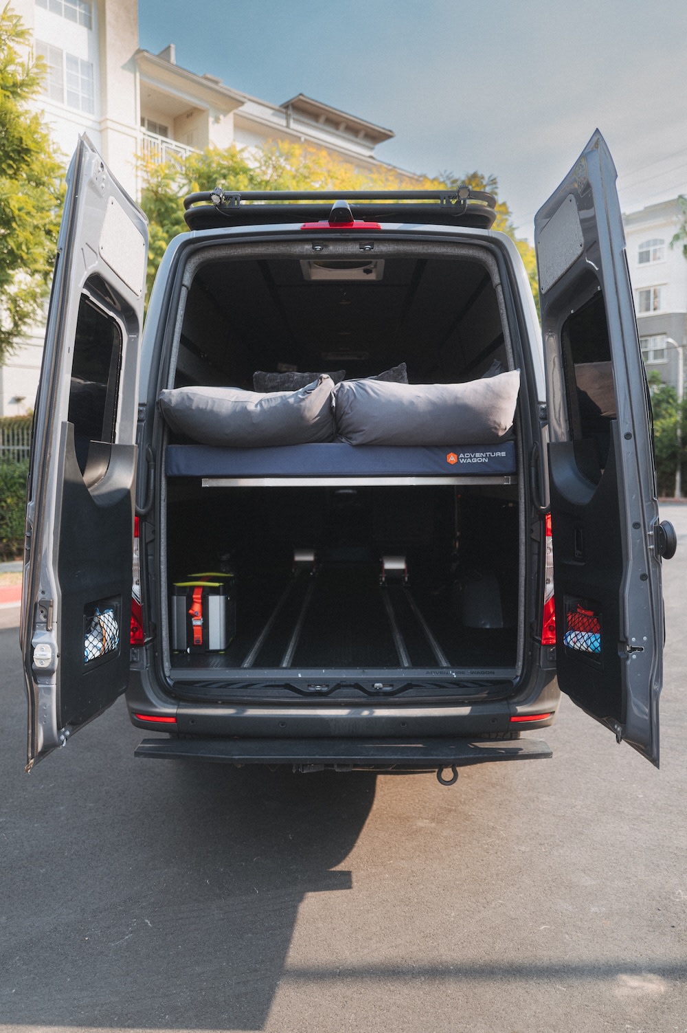Experience van life! This RV rental, a custom conversion, has a raised bed over spacious storage. Ready for adventure.. Mercedes-Benz Sprinter 2022