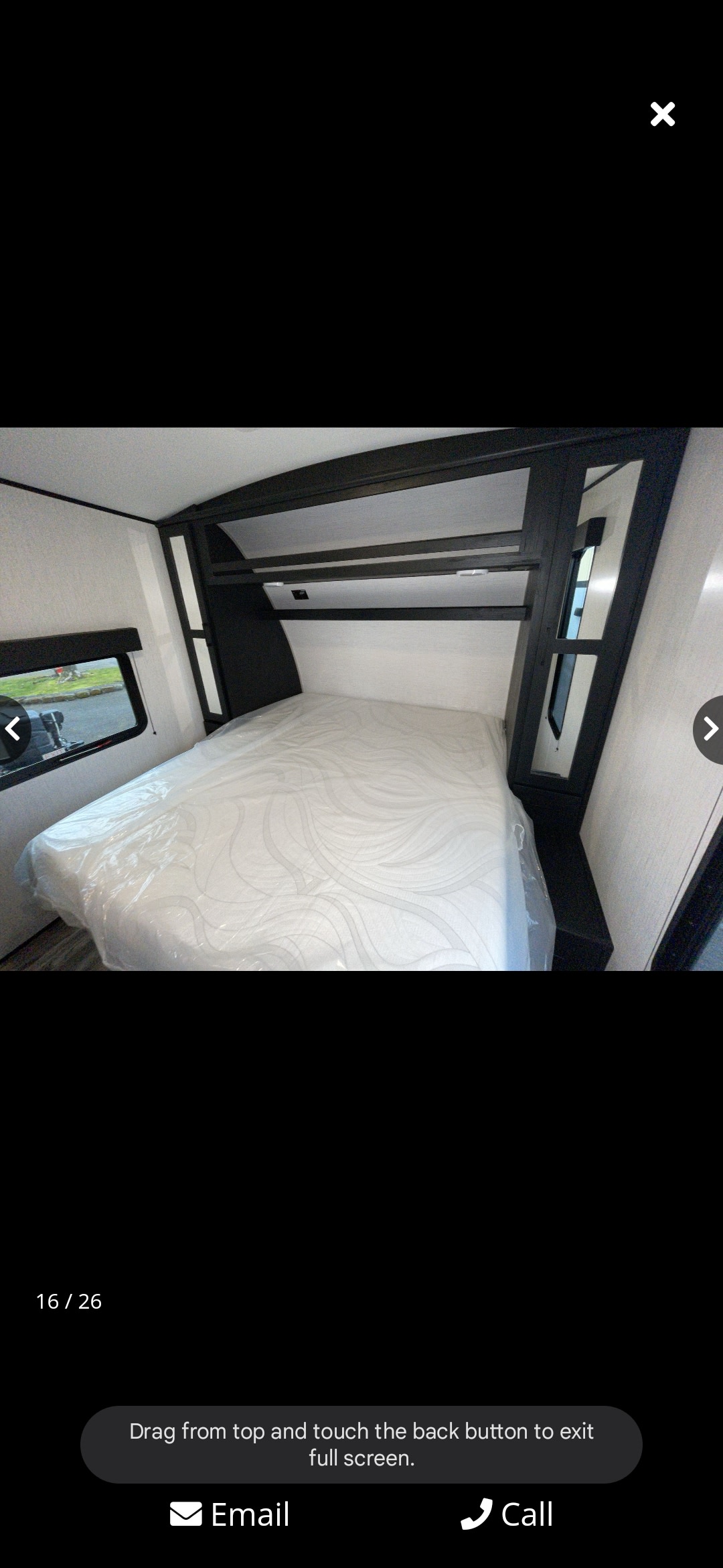 RV rental: Clean bedroom with a new queen bed & built-in storage. Ideal for travel trailer adventures.. Heartland RVs Fuel Toy Hauler 2022