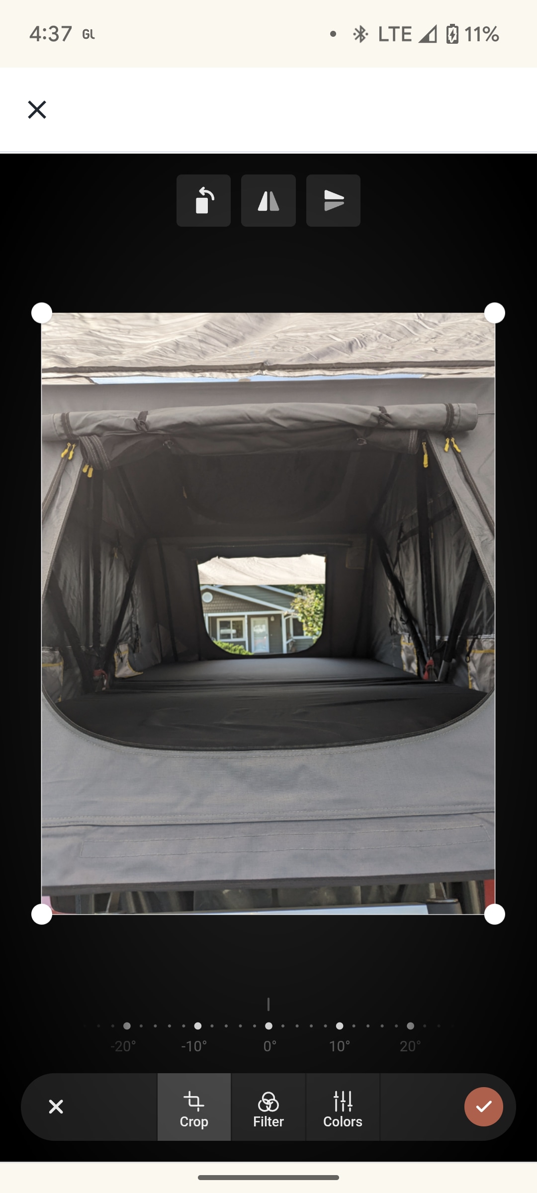 Inside this RV rental's open rooftop tent, showing the sleeping area and the outdoor view. Perfect for camping!. Honda Pilot 2007