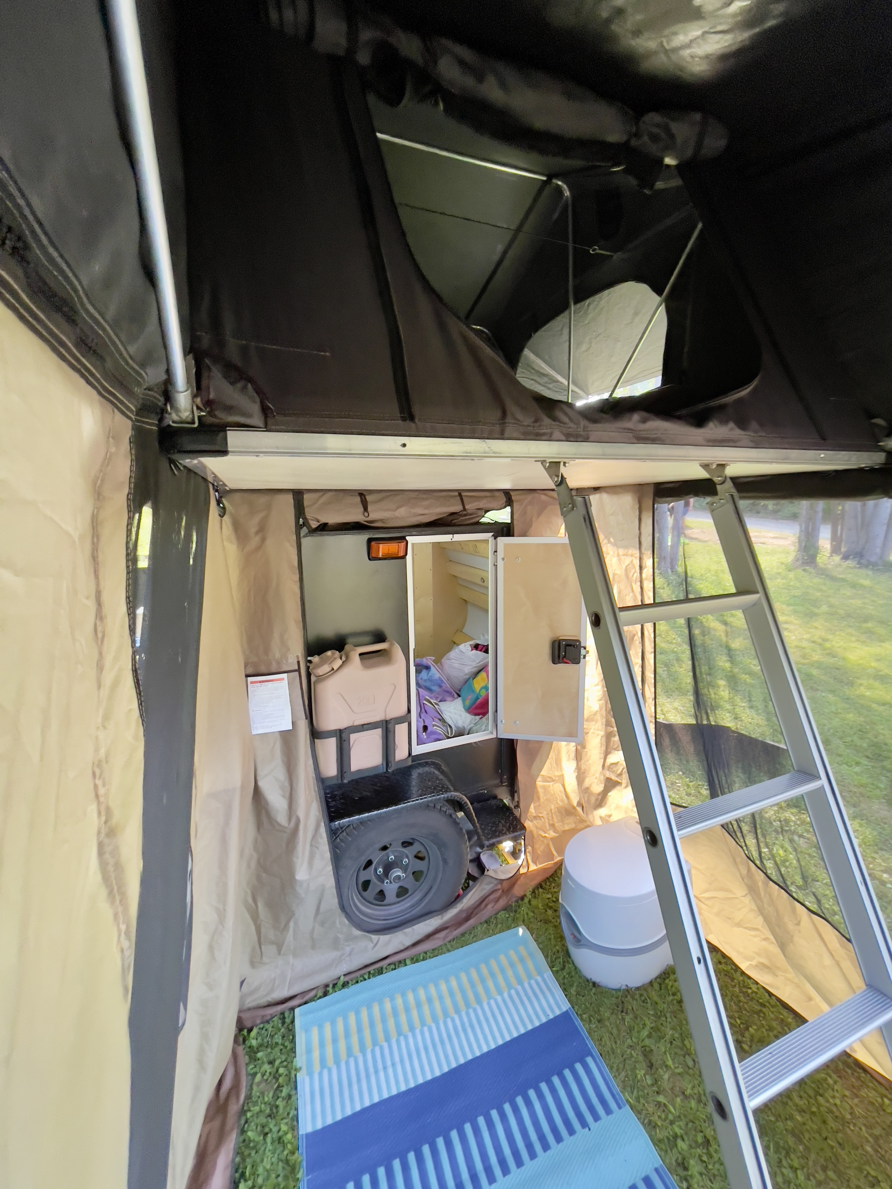 This RV rental annex offers a comfy elevated tent, utility storage, and outdoor essentials for your camping adventures.. Nutshell Campers Nutshell Camper 2025