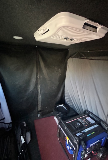 RV rental interior: portable AC, generator & flexible walls offer comfort for your trip.. InTech RV Flyer Explore 2020