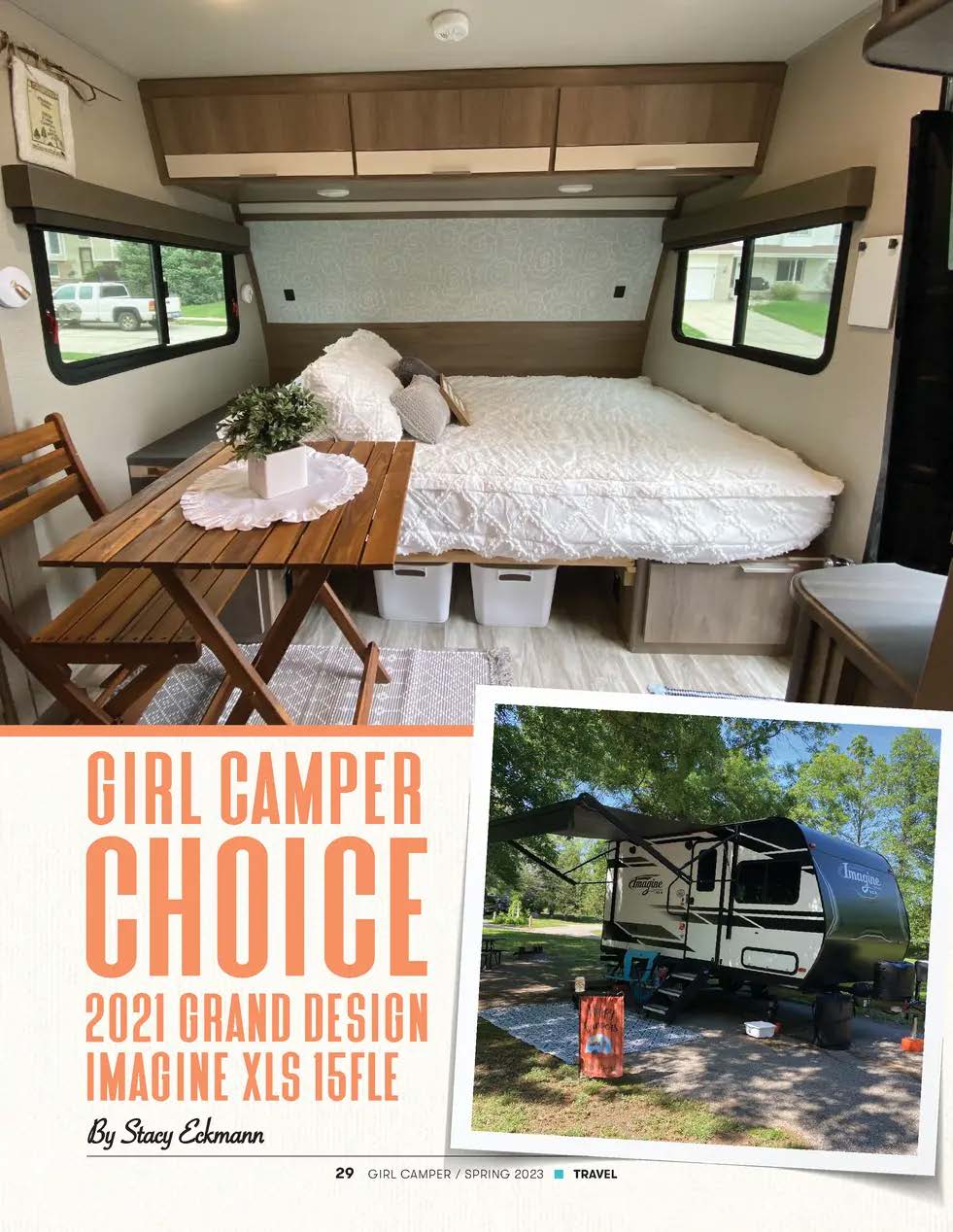 Cozy "Girl Camper Choice" 2021 Grand Design Imagine XLS 15FLE interior. Perfect rv rental for comfortable travel.. Grand Design Imagine XLS 2021