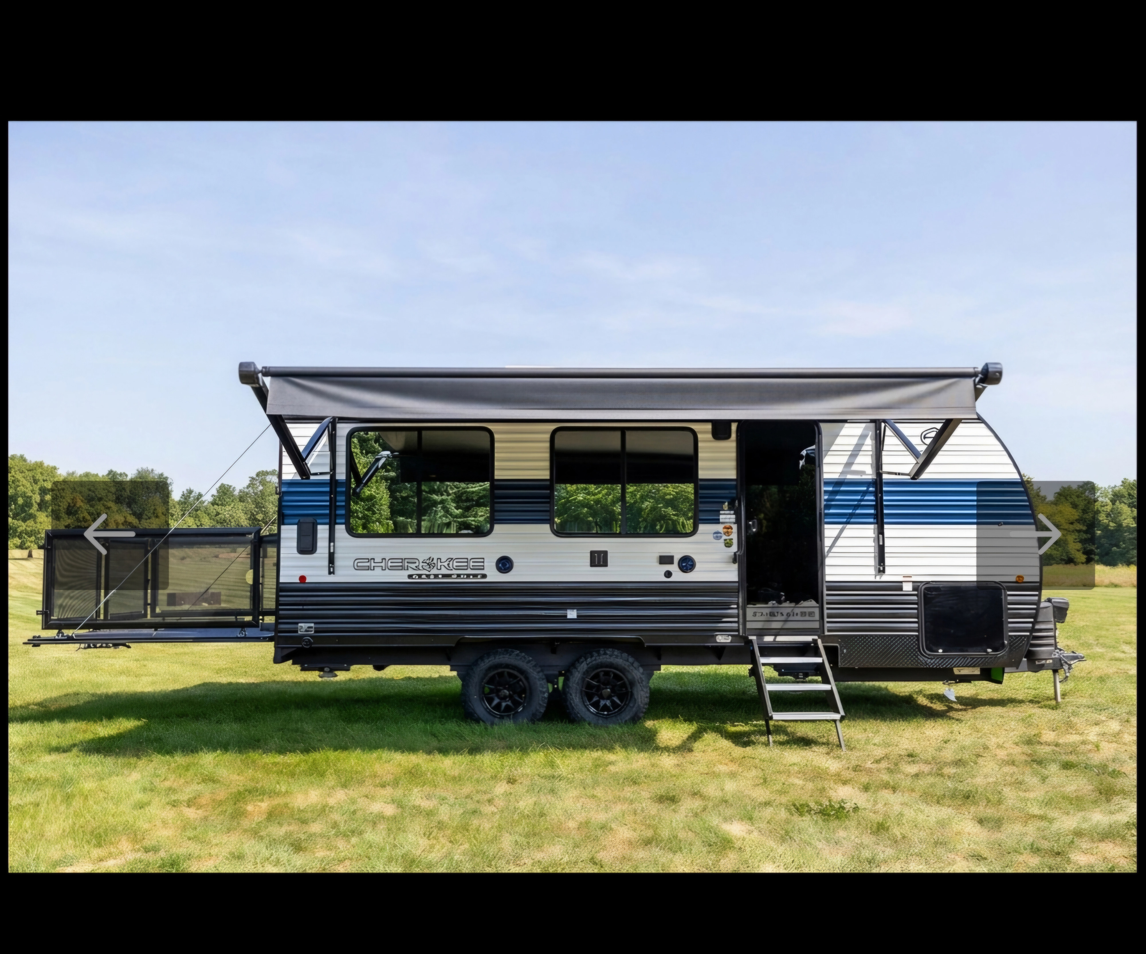 Enjoy your sunsets  with this open concept 24ft gray wolf toy hauler