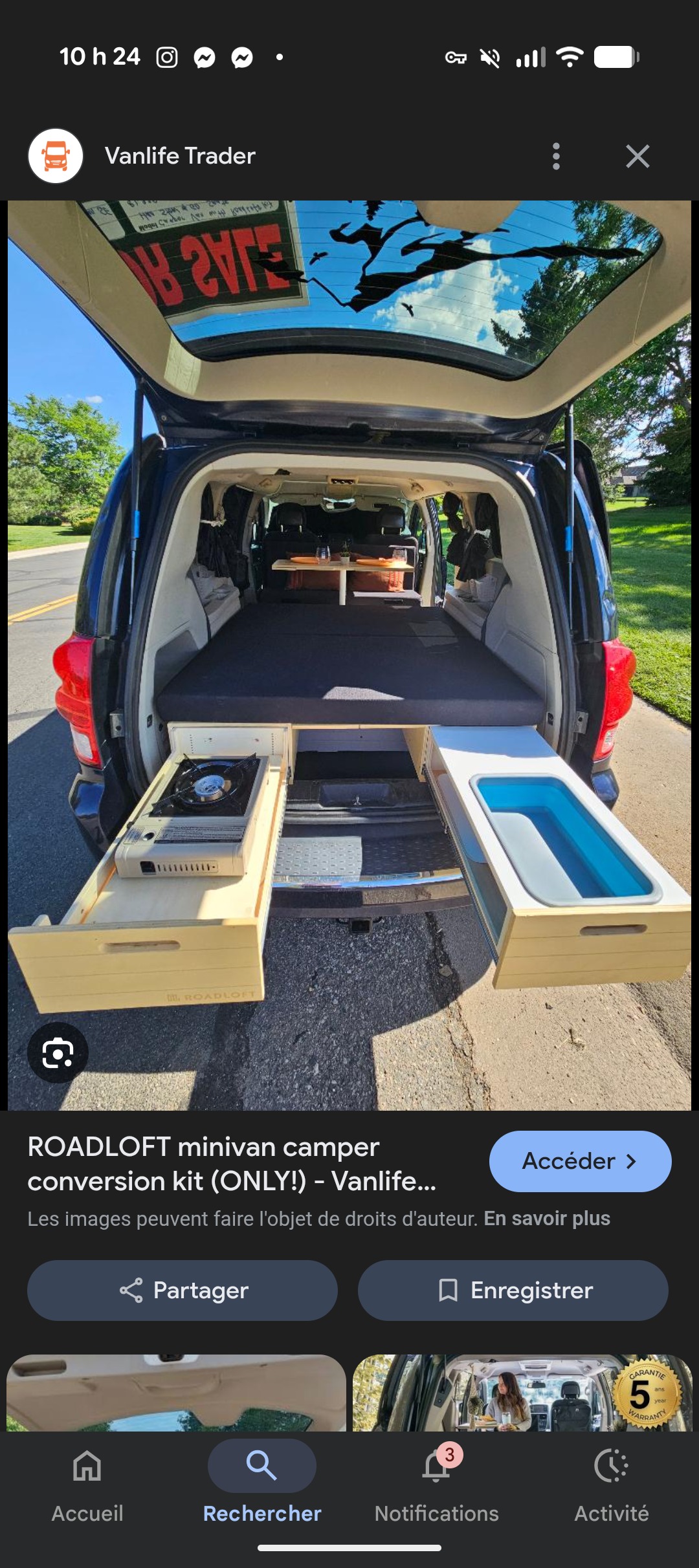 Minivan with ROADLOFT camper conversion kit, featuring pull-out stove & sink, ideal for vanlife & rv rental adventures.. Dodge B Van 2017
