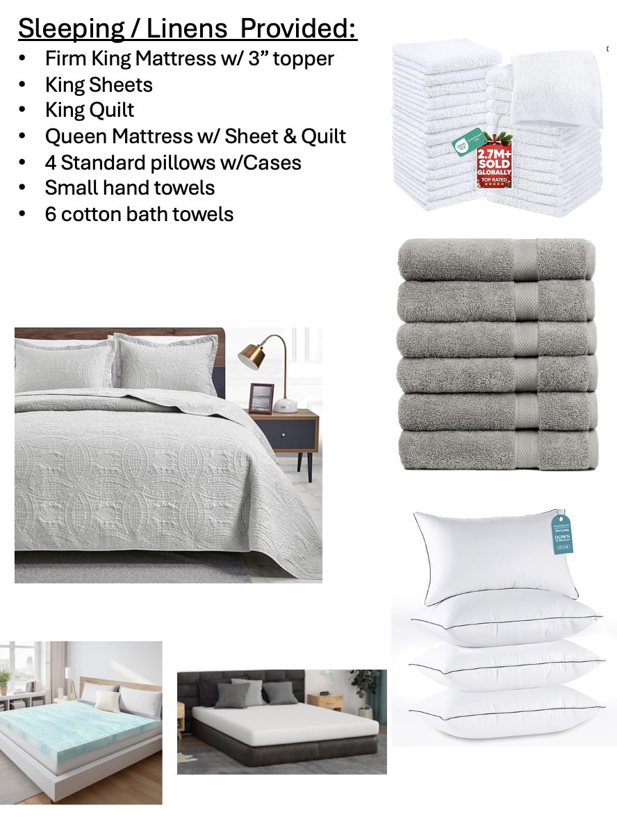 RV rental provides king/queen mattresses, bedding, 4 pillows, and 6 bath towels, as listed and shown.. Thor Sequence 2022