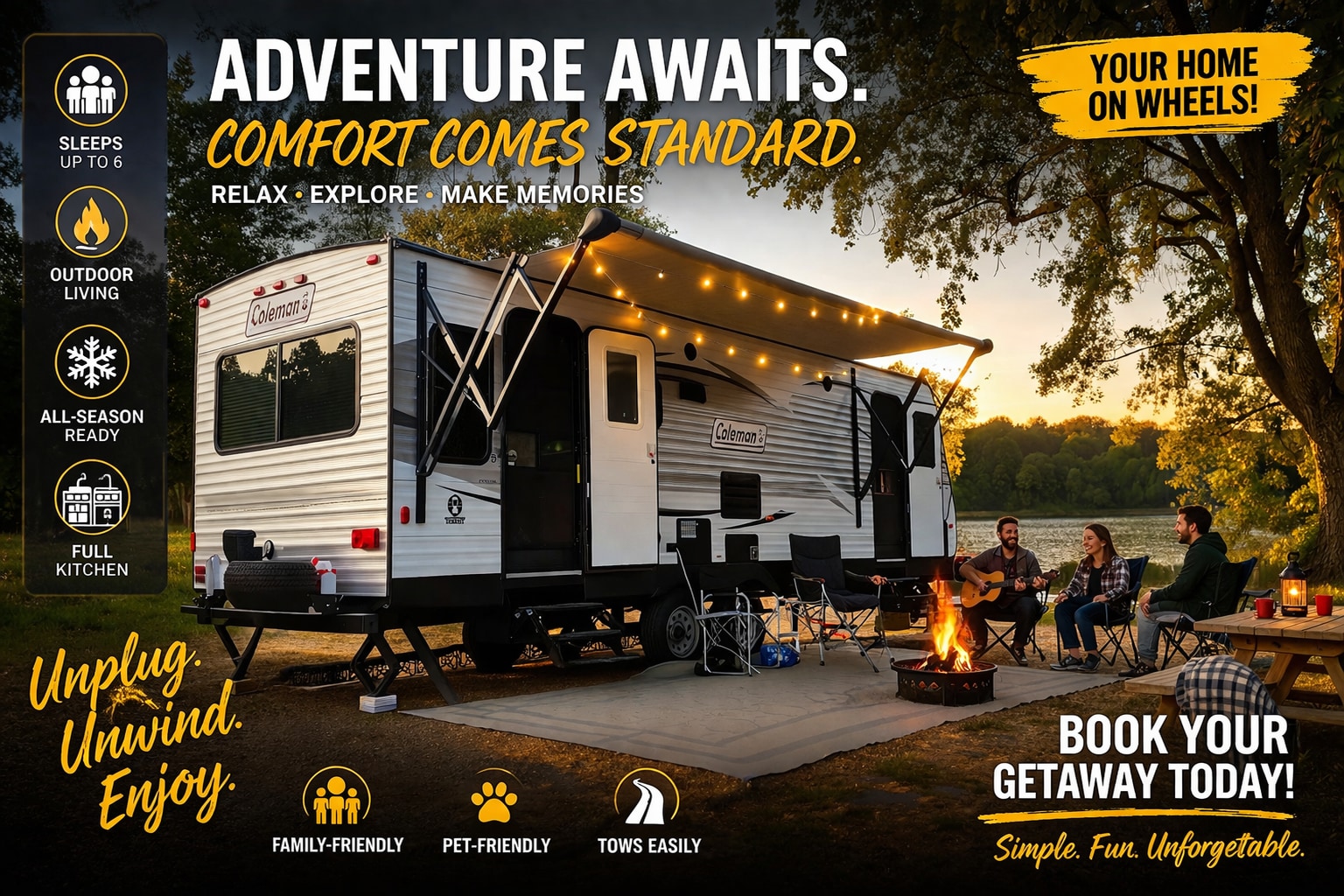 Delivery & Setup Available Family Adventure Camper 30ft Sleeps 6