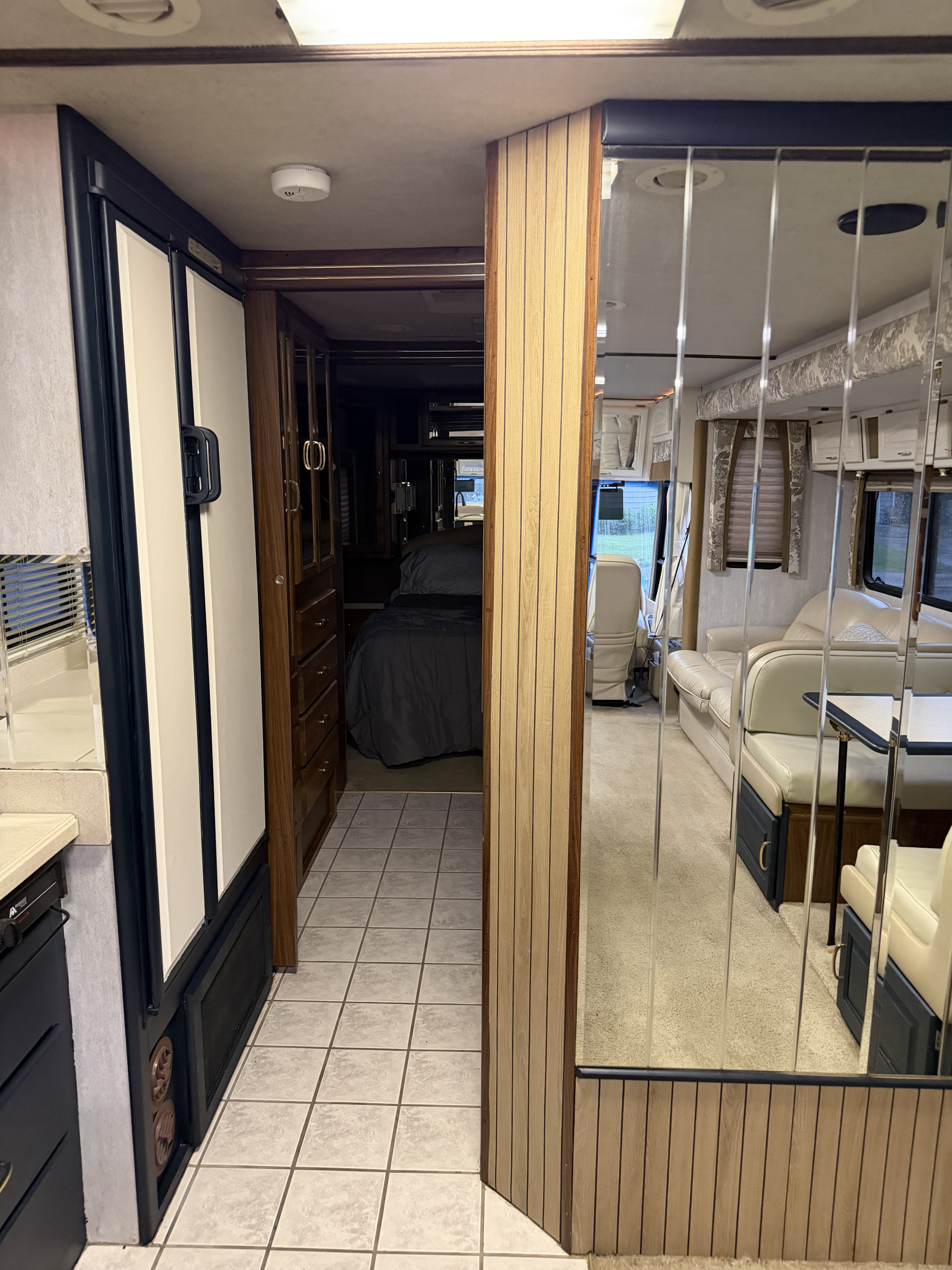 Fridge and hallway to the bathroom and bedroom.. National RV Tradewinds 2000