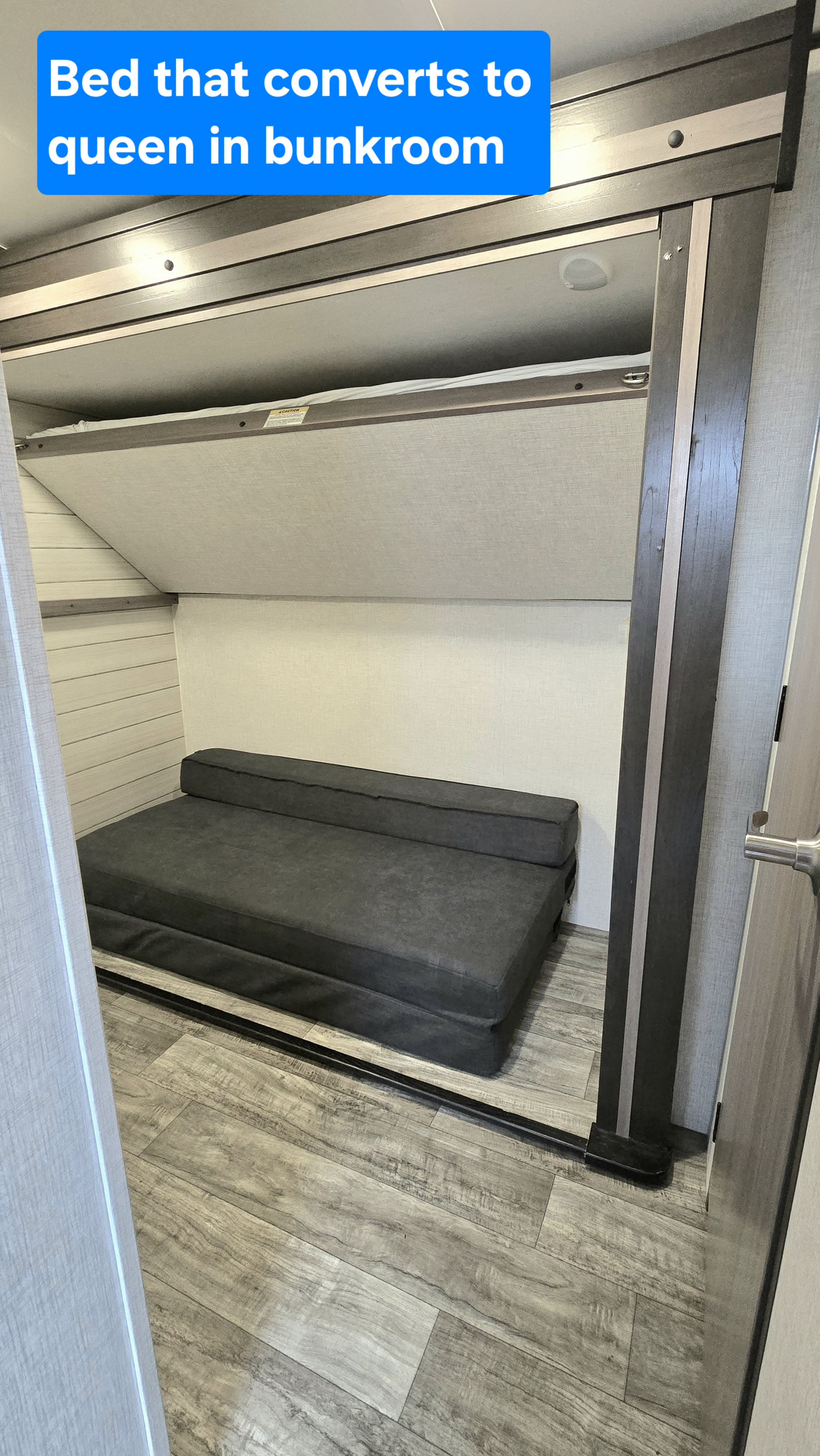 RV rental: bunkroom with a queen-convertible bed & an upper fold-away bunk for flexible sleeping.. Crossroads RV Sunset Trail 2022