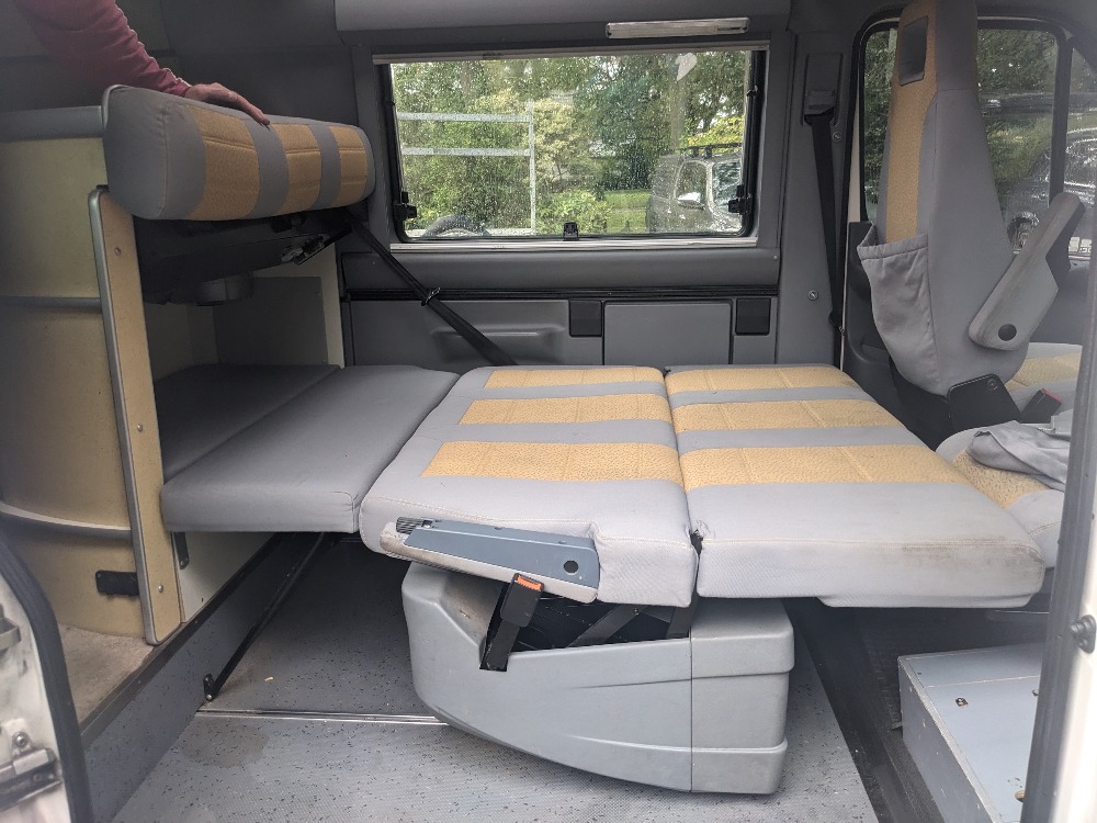 RV rental: Camper van interior with versatile seating that converts into a comfortable bed.. Mercedes Benz James Cook / Westfalia Westfalia James Cook 2006