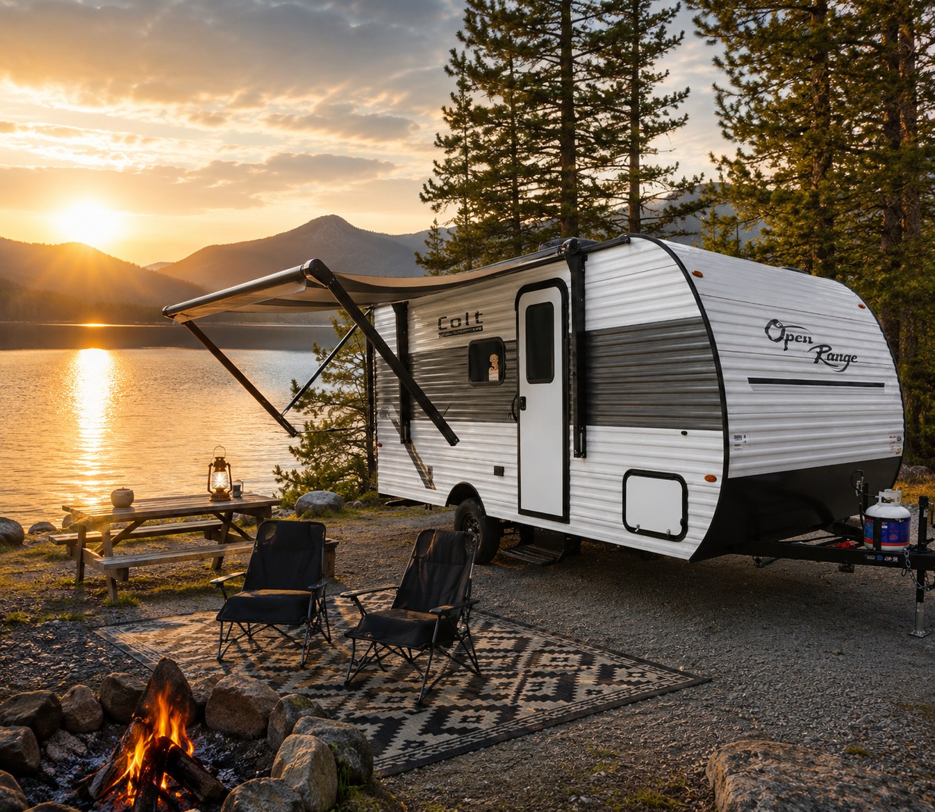 21ft Open Range. Sleeps 5. Easy to tow. Great for long distance travels.