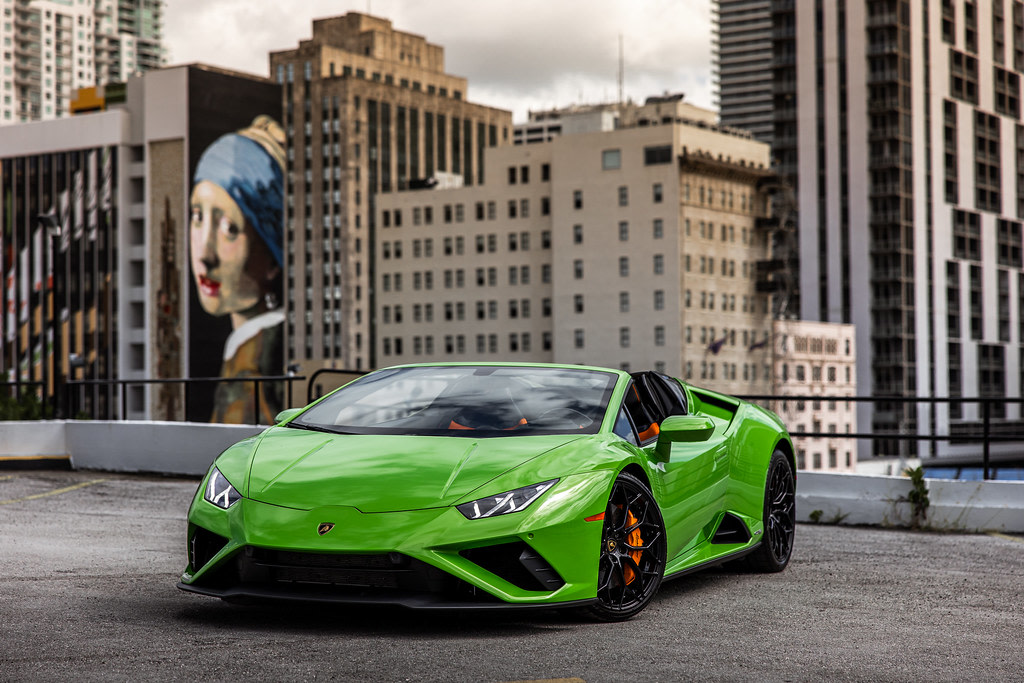 Lamborghini Huracan EVO Spyder Mantis Green on Orange RWD