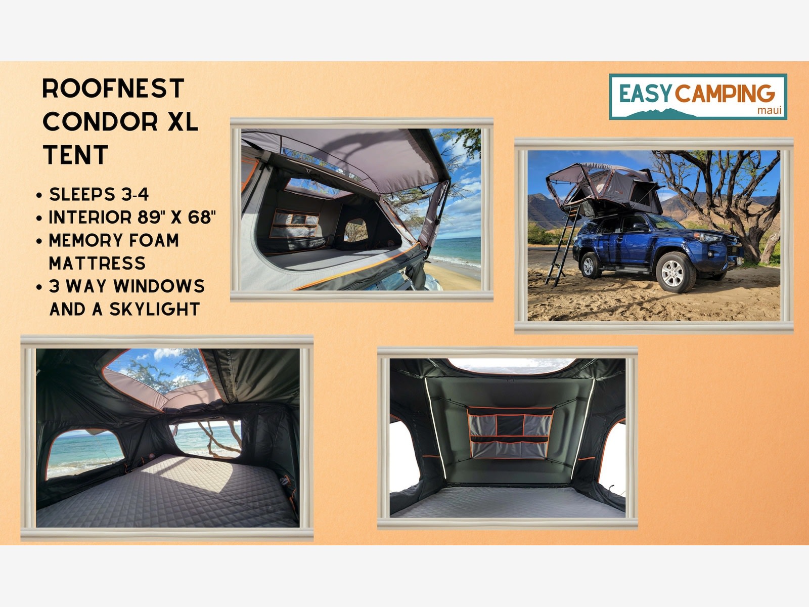RV rental ready! This spacious roof top tent sleeps 3-4 with a memory foam mattress & skylight for comfy camping.. Toyota Tacoma Double Cab 2022