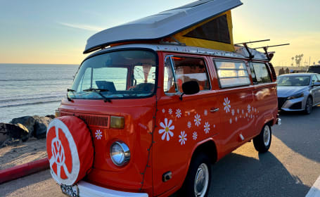Orange Hippie 1973 Volkswagen T2 Westfalia Camper (manual)