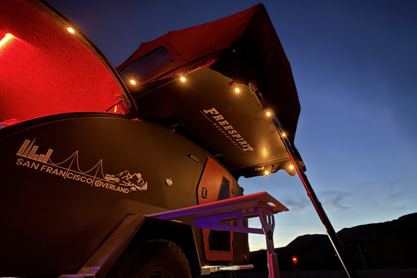 Lucy, our 2024 Escapod Voyager TOPO2 w/ FSR Premium Hybrid Roof Top Tent