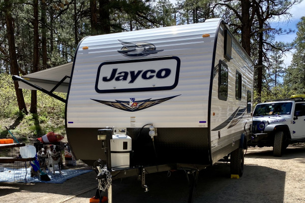 Boujie glamping awaits with a 21 Ft JAYCO travel trailer