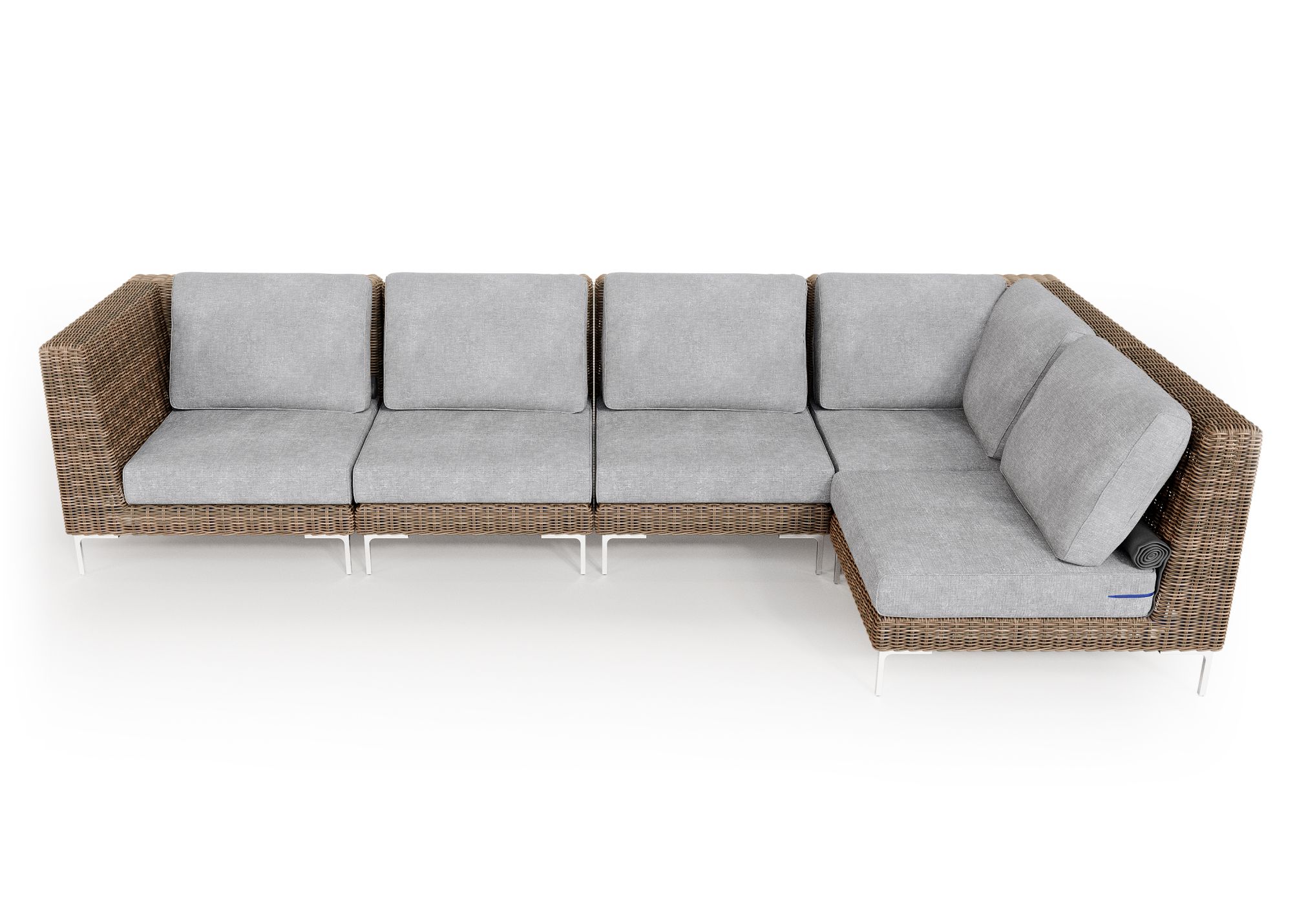Wicker Outdoor L Sectional - 5 Seat / Pacific Fog Gray