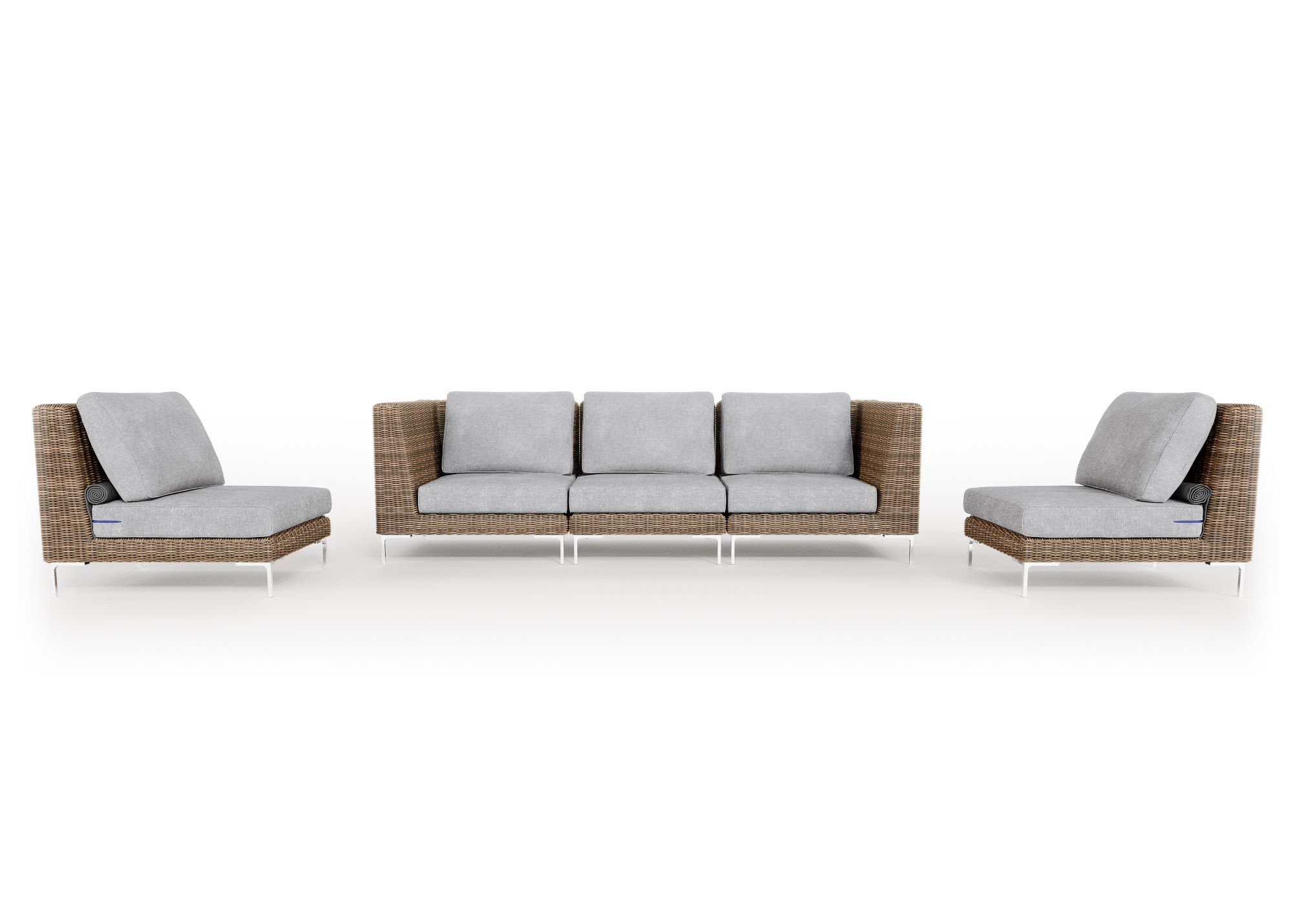 Wicker Outdoor Sofa with Armless Chairs - 5 Seat / Pacific Fog Gray