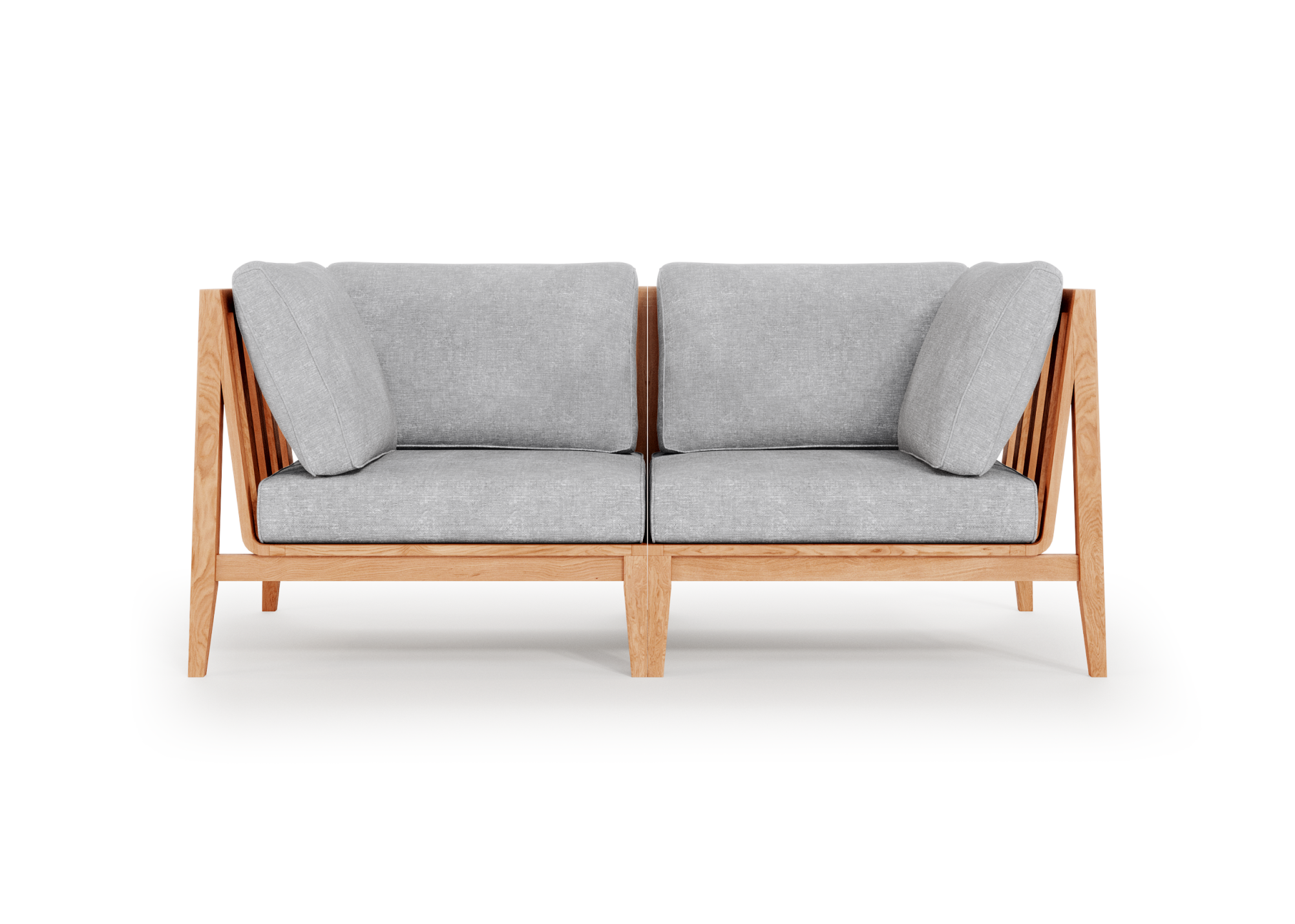 Teak Outdoor Loveseat / Pacific Fog Gray