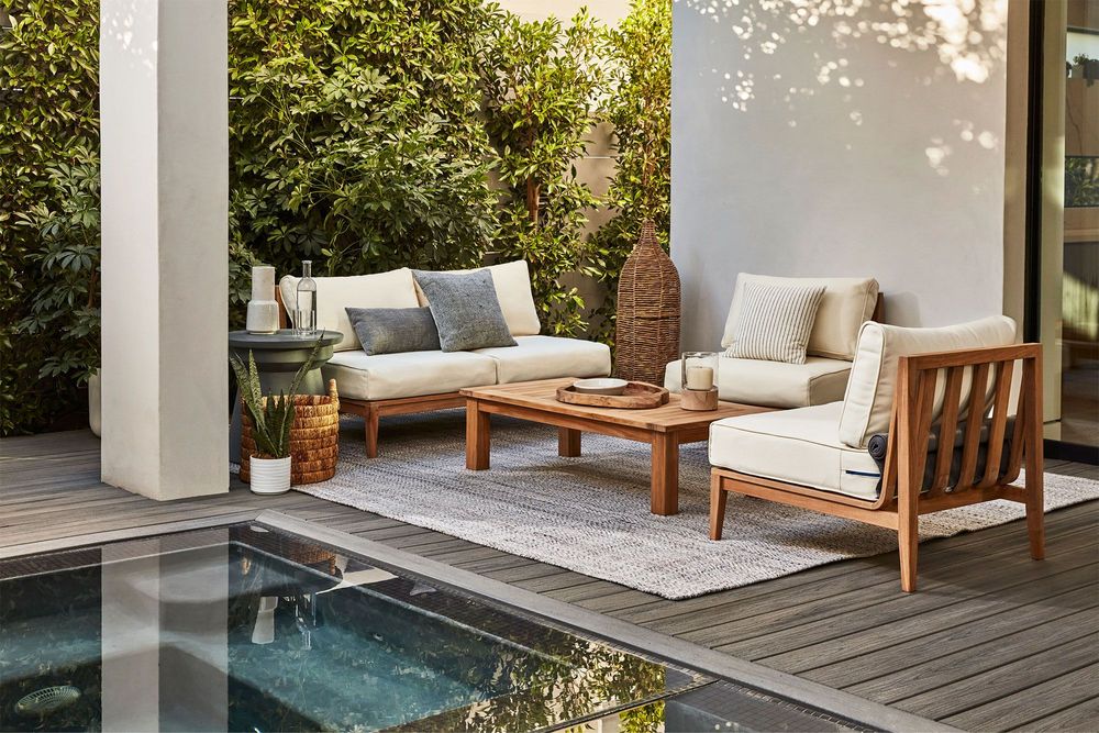 Teak Outdoor Sofa With Armless Chairs 5 Seat Outer Teak Outdoor Sofa With Armless Chairs, White Teak Outdoor Furniture