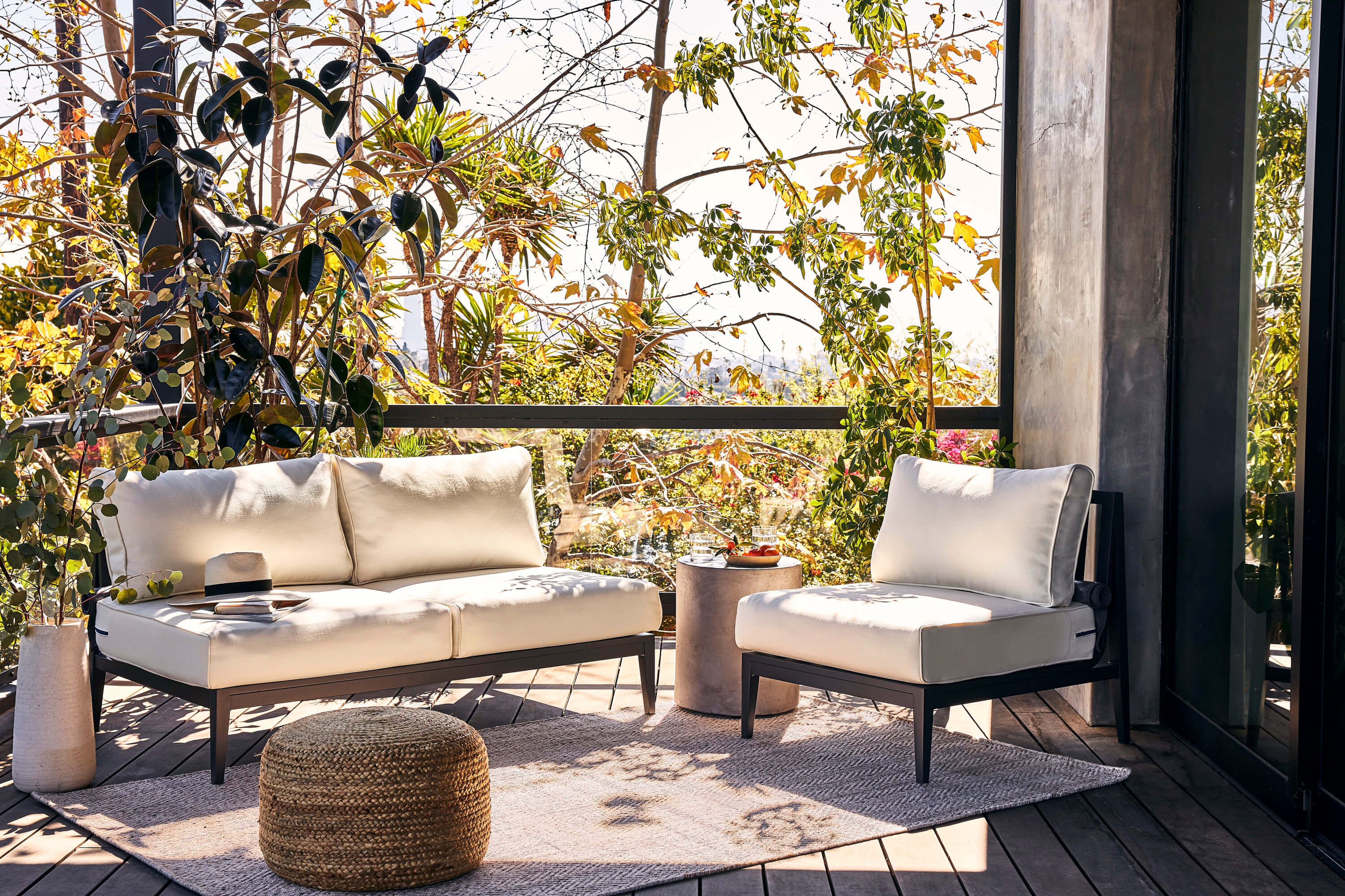 Charcoal Aluminum Outdoor Sofa with Armless Chairs 5 Seat Palisades