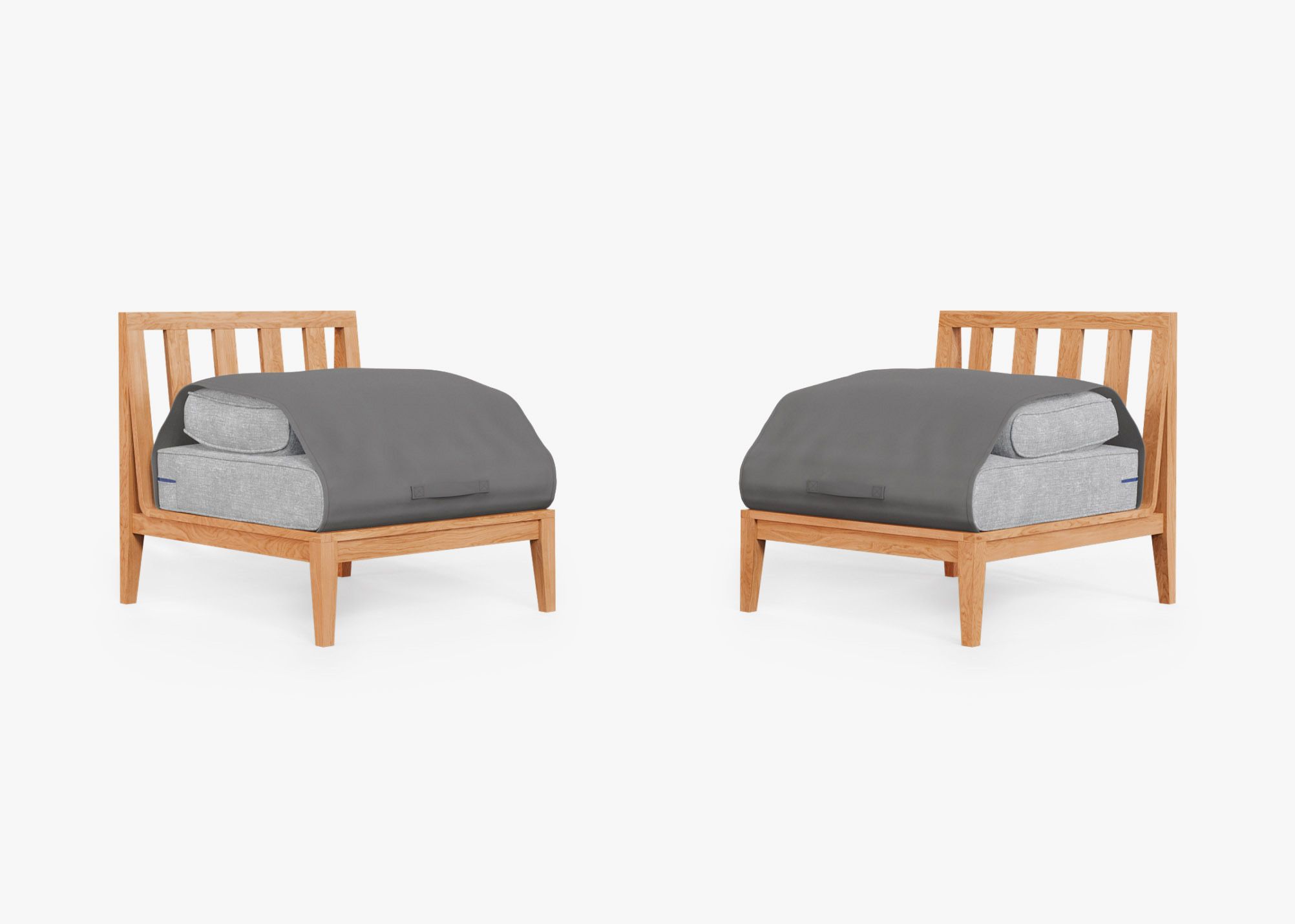 Teak Outdoor Armless Chair Conversation Set Pacific Fog Grey Outer