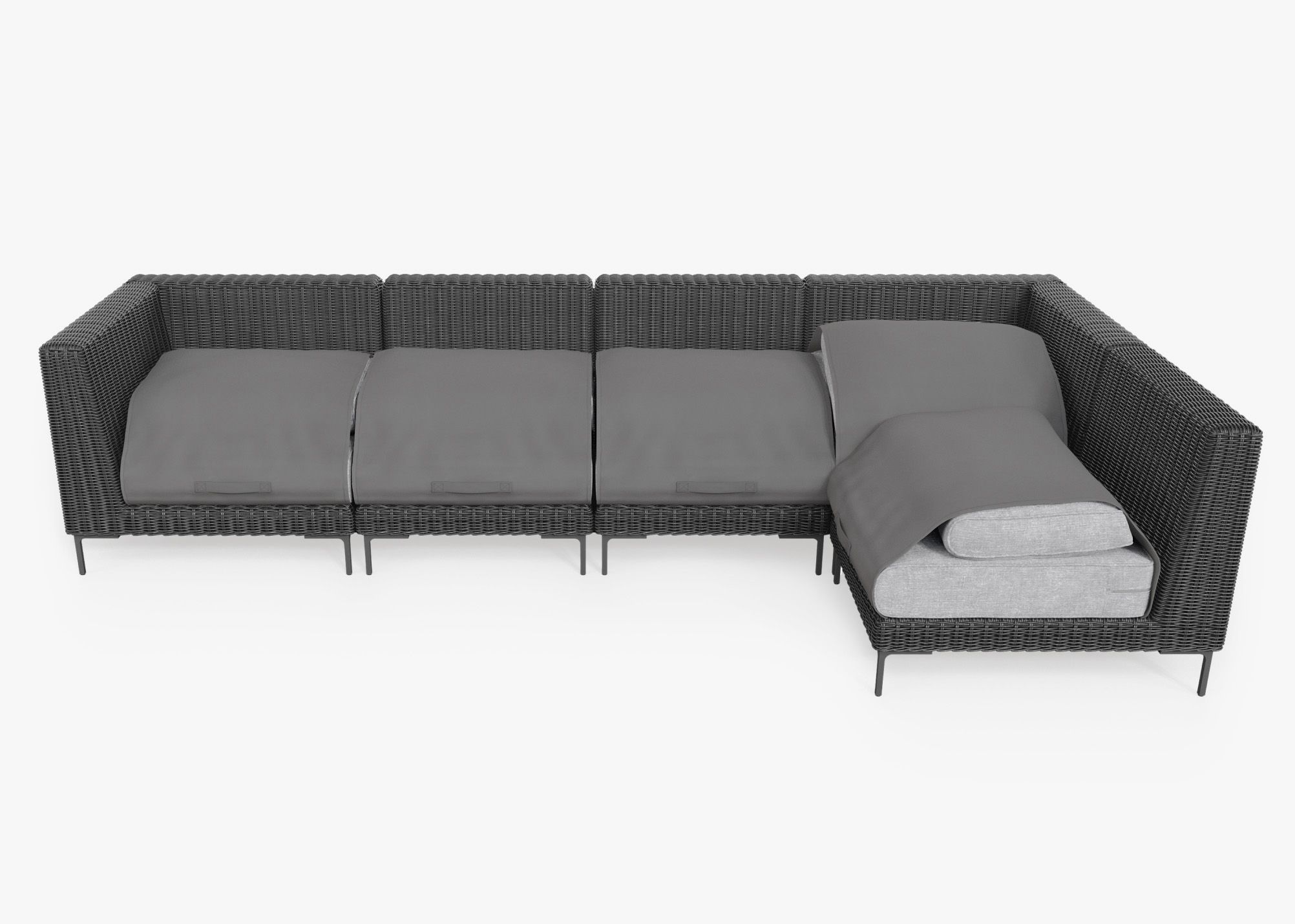 Black wicker sectional store