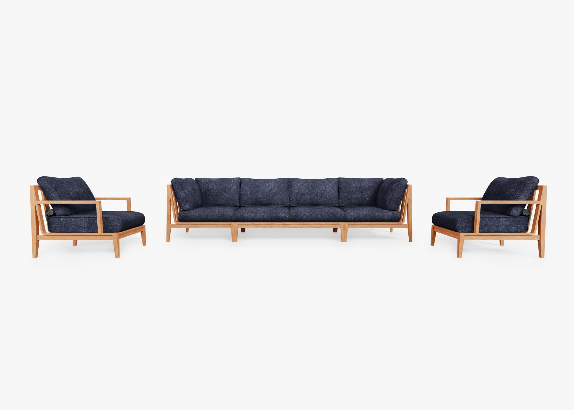 Outer Teak Outdoor Sofa with Armchairs 6 Seat Deep Sea Navy