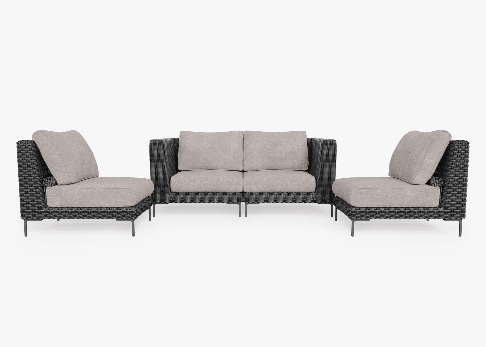 Black 2024 rattan loveseat