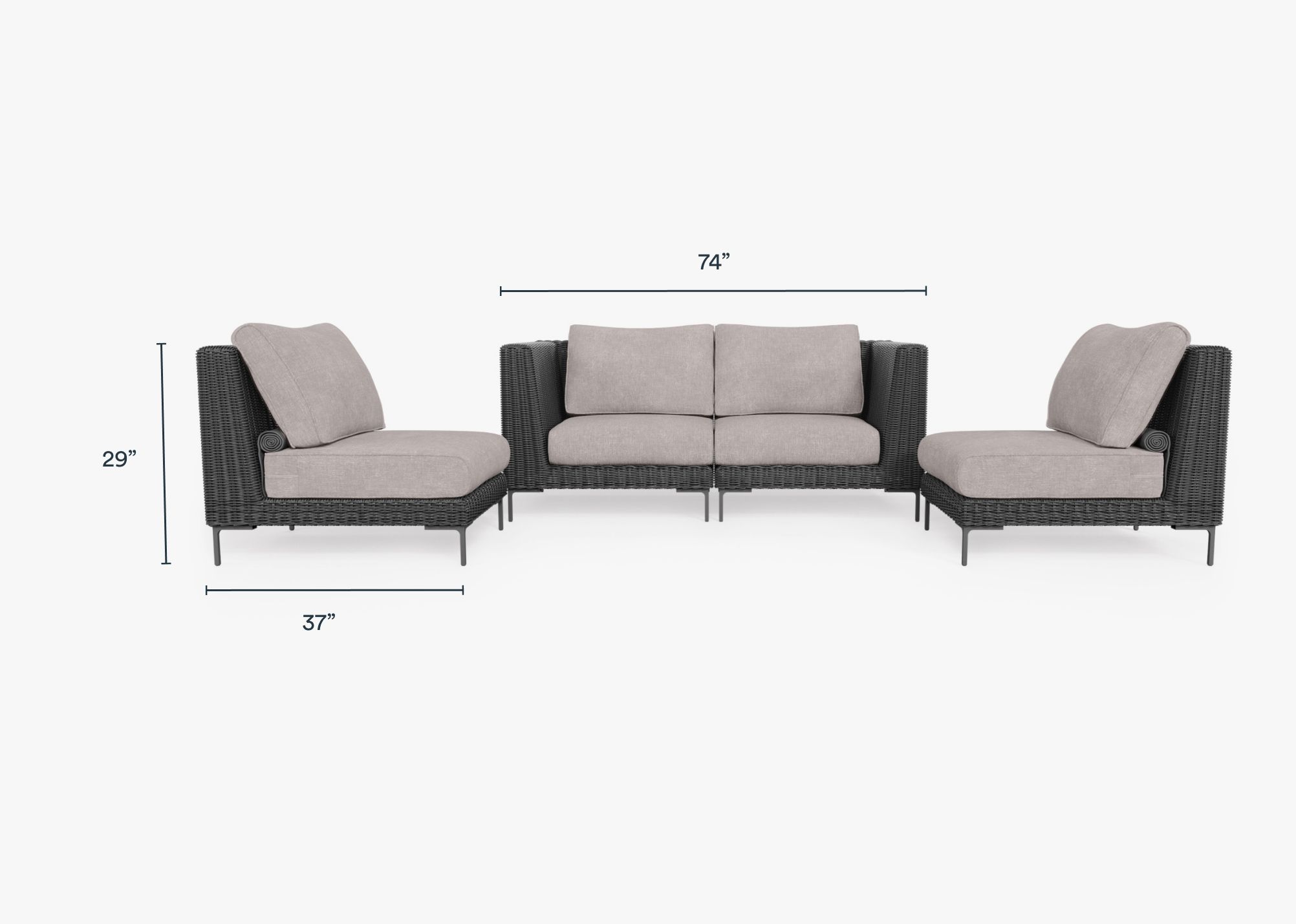 Black sales wicker loveseat