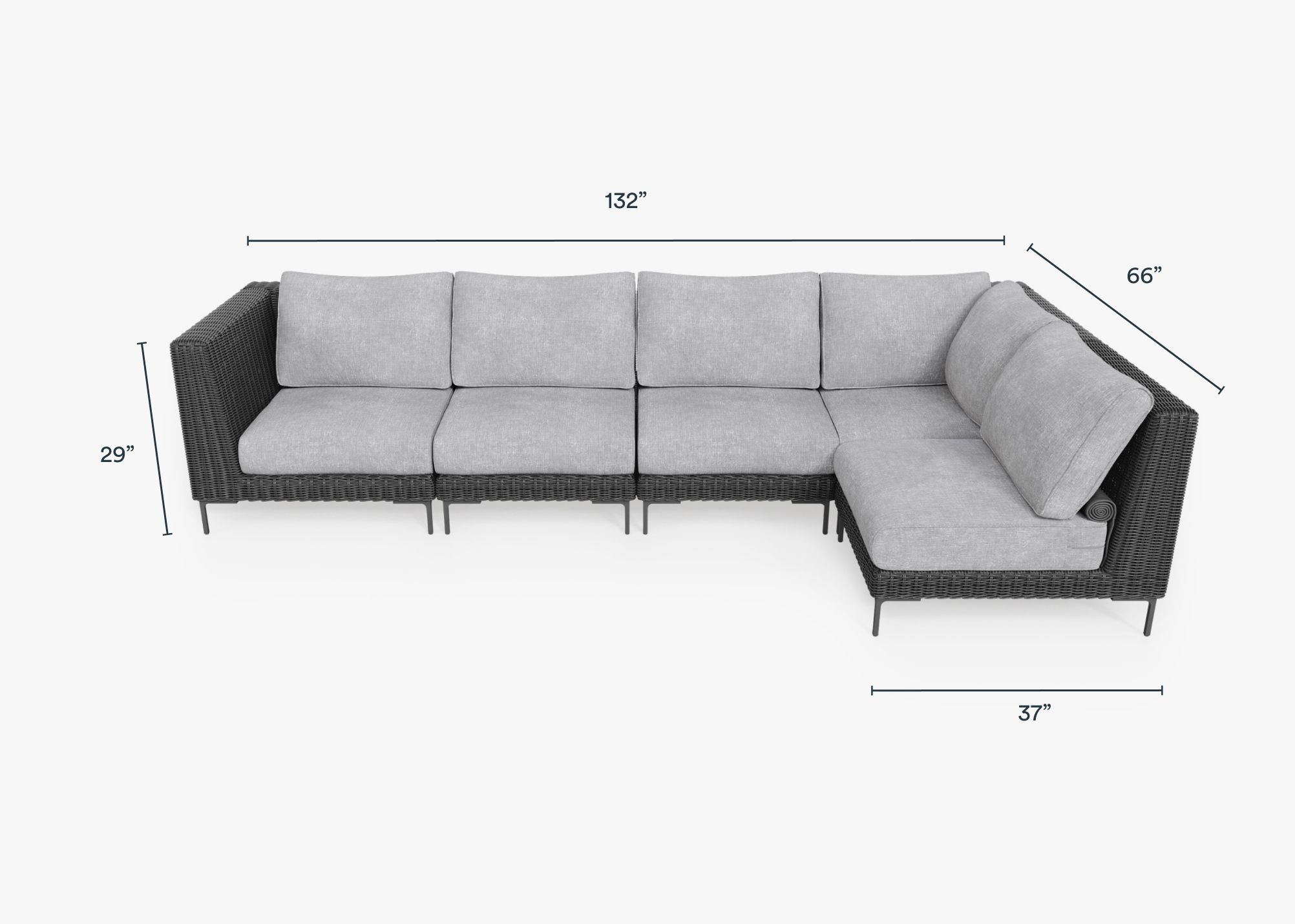 Outdoor sectional black wicker top