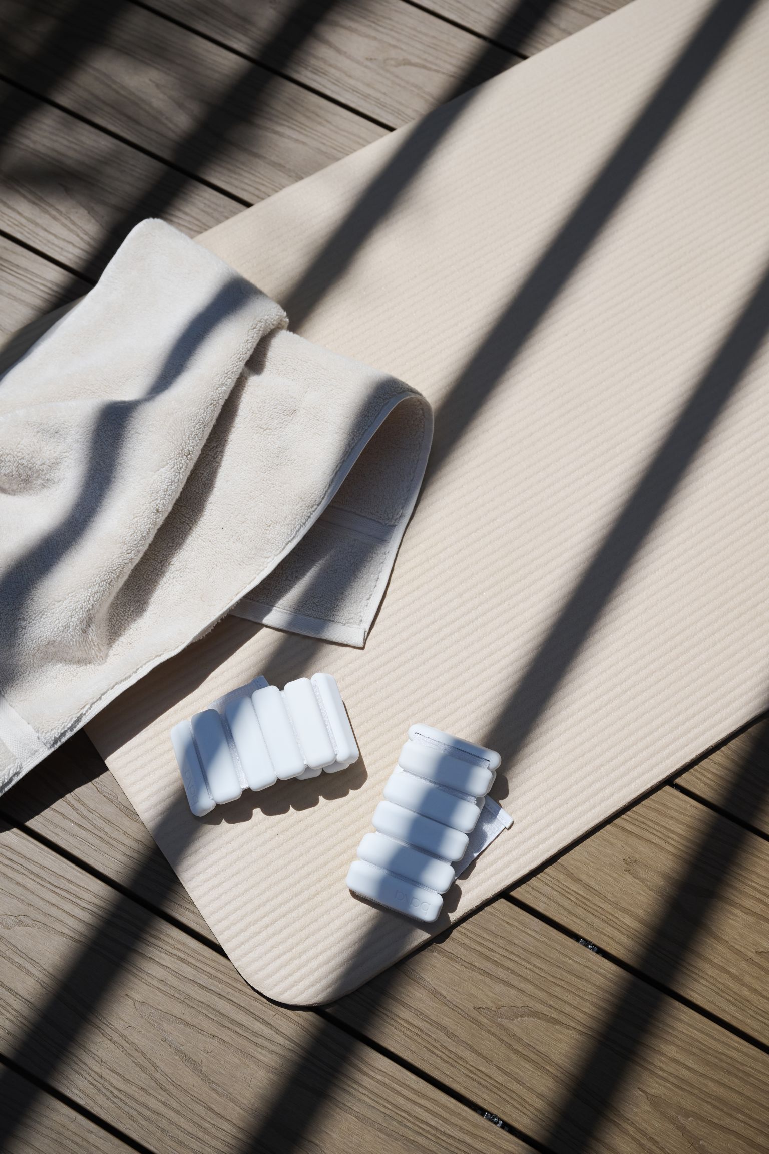 Sunrise yoga setup on an Outer Spaces deck