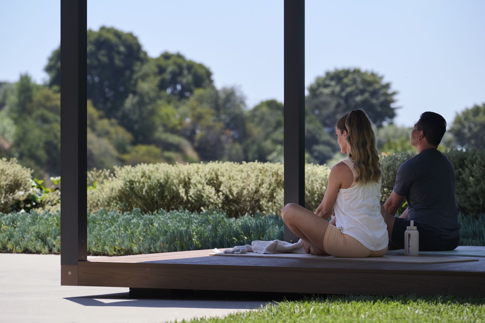 Outdoor deck with pergola