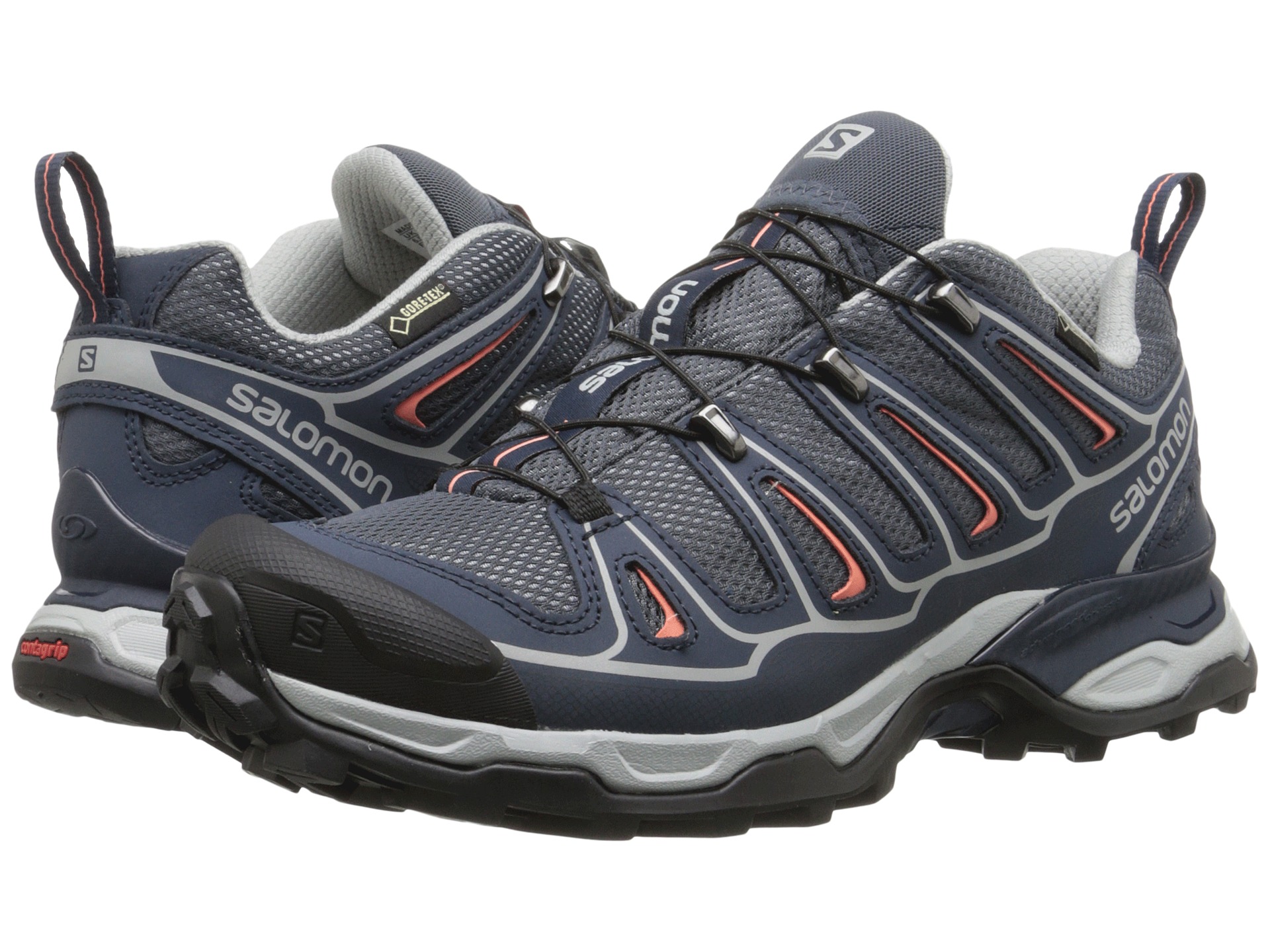 Salomon X Ultra Gtx W Grey Denim/deep Blue/melon Bloom 9