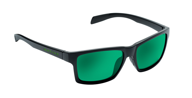Native Eyewear Flatirons Matte Black W Green Reflex Lenses