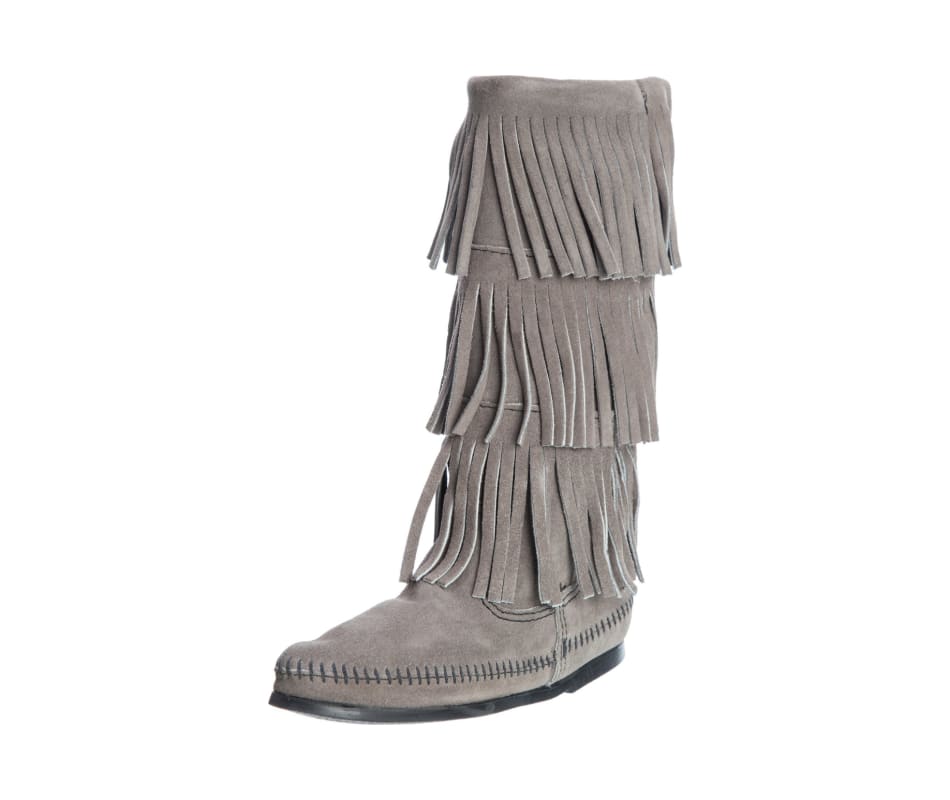 grey fringe boots