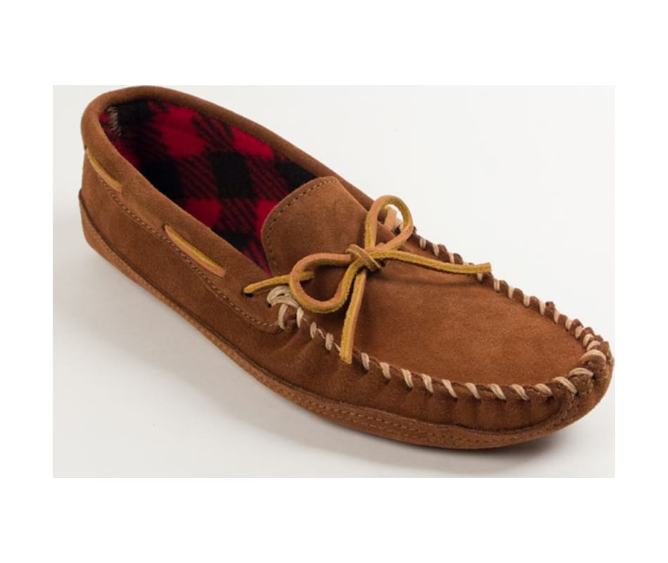 Minnetonka Men's Double Leather Fleece 